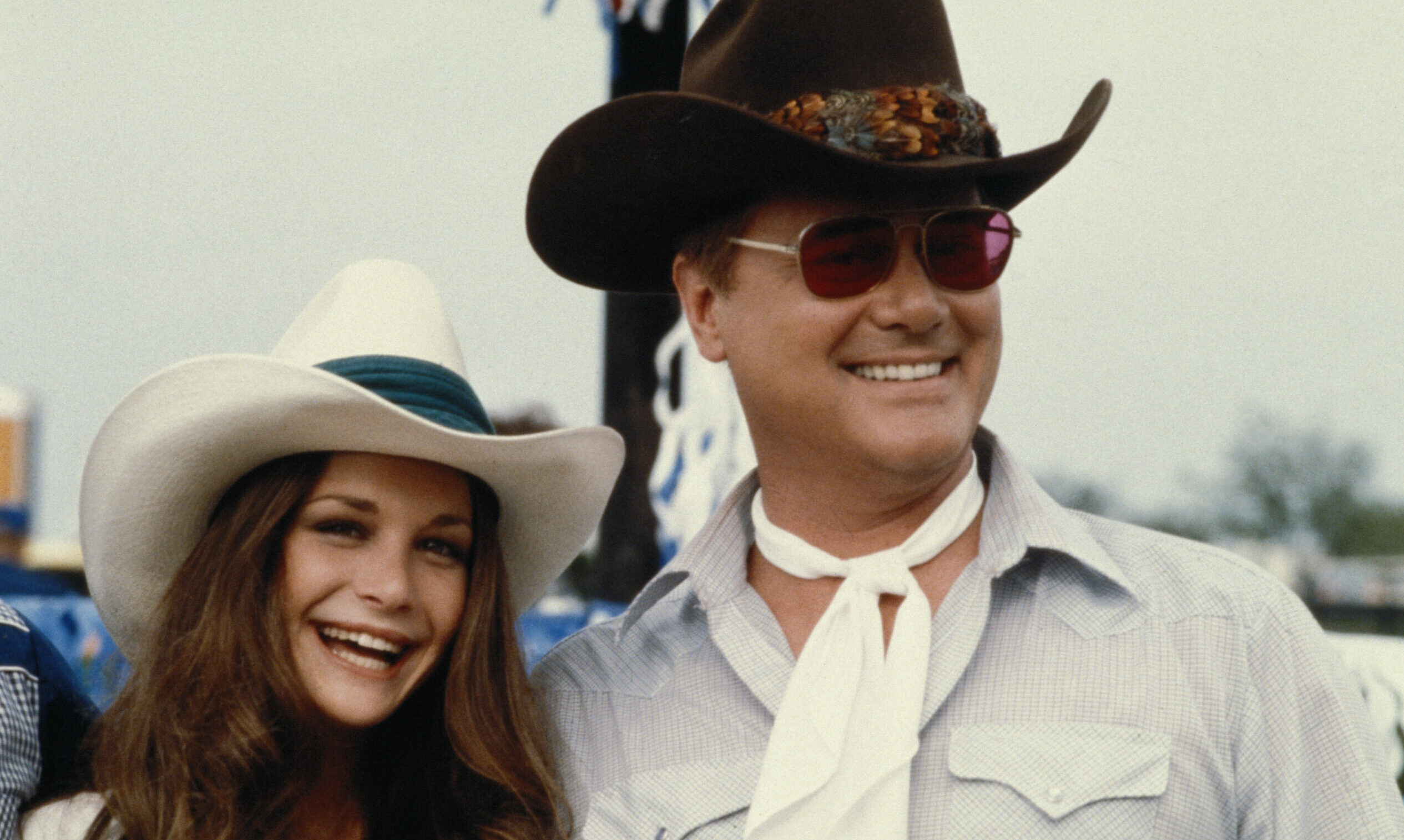 American actors Mary Crosby and Larry Hagman on the set of the television soap opera 'Dallas', 18th July 1979. (Photo by M...