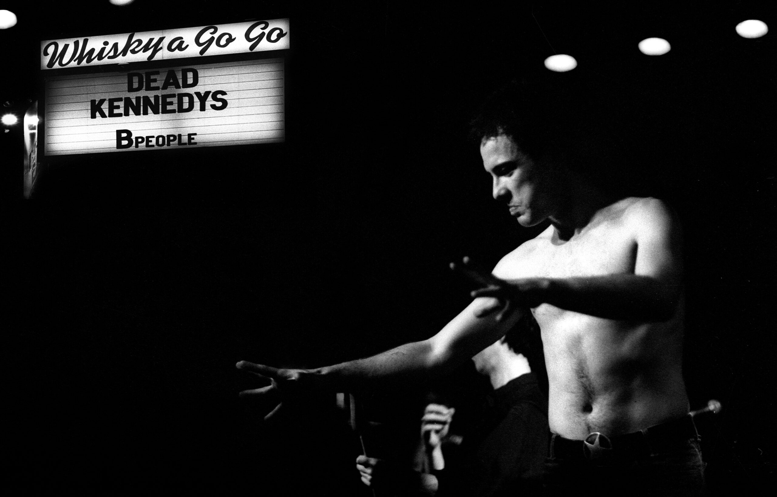 singer Jello Biafra on the Whisky a Go Go Go stage in Hollywood, USA. 1980. (Photo by: Photo12/Universal Images Group via ...