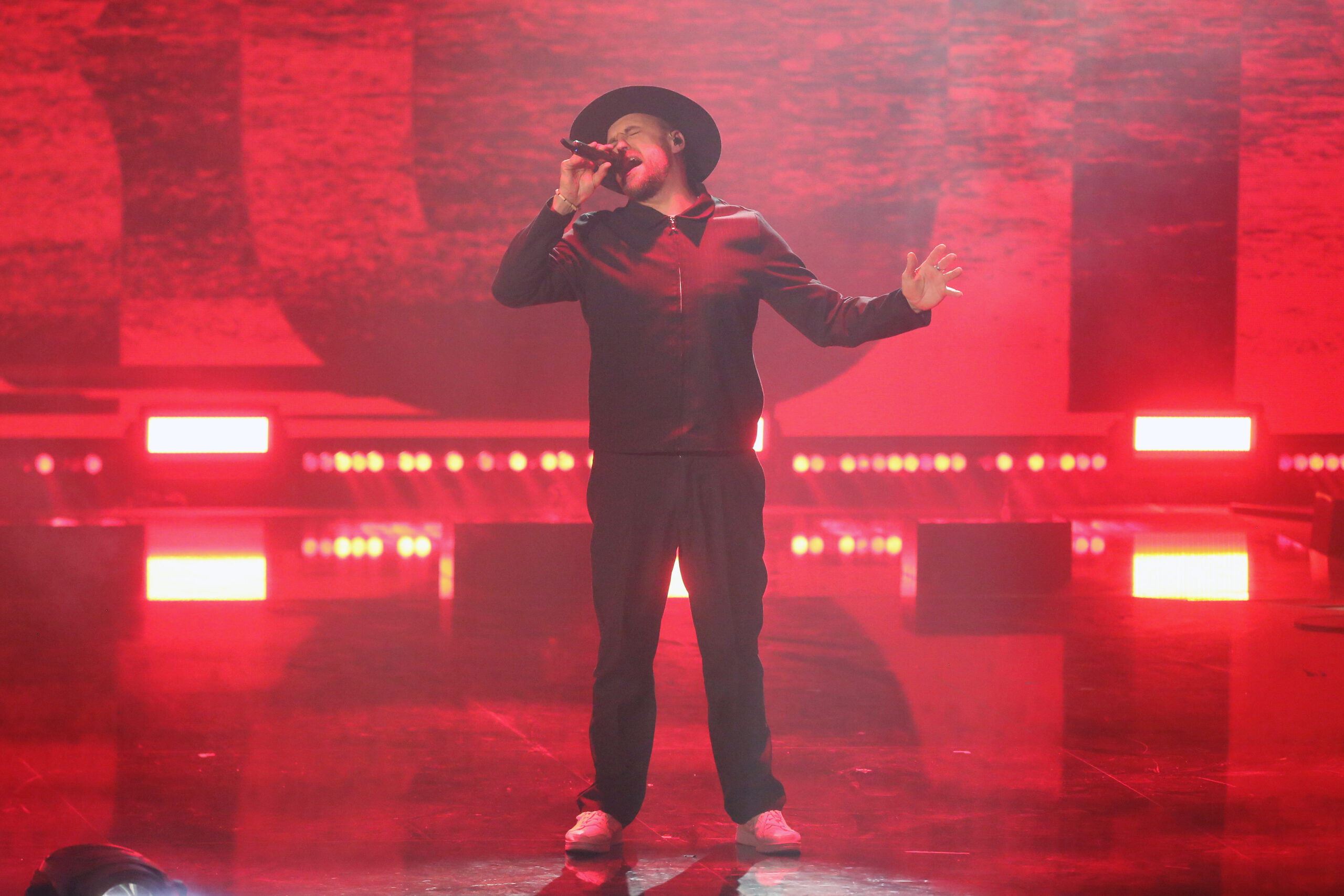 BERLIN, GERMANY - FEBRUARY 16: Max Mutzke performs as German Candidates compete for "Eurovision Song Contest – Das Deuts...
