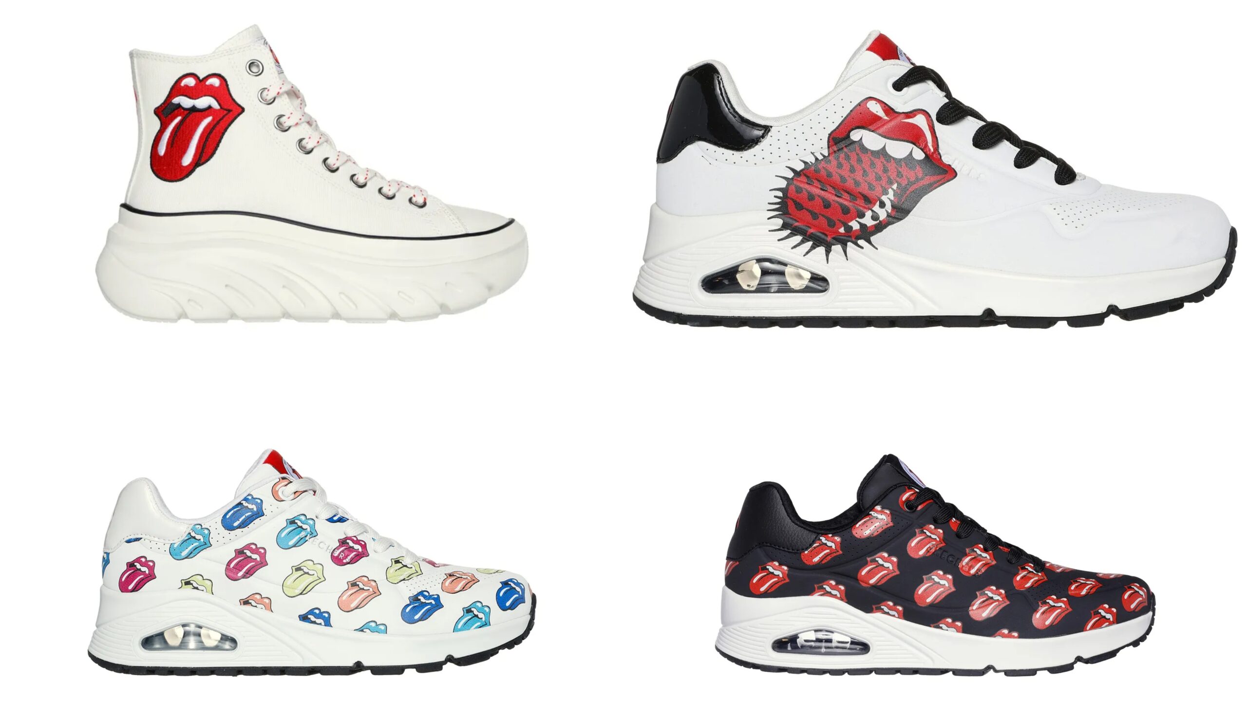 Verschiedene Modelle der neuen Rolling-Stones-Kollektion von Skechers