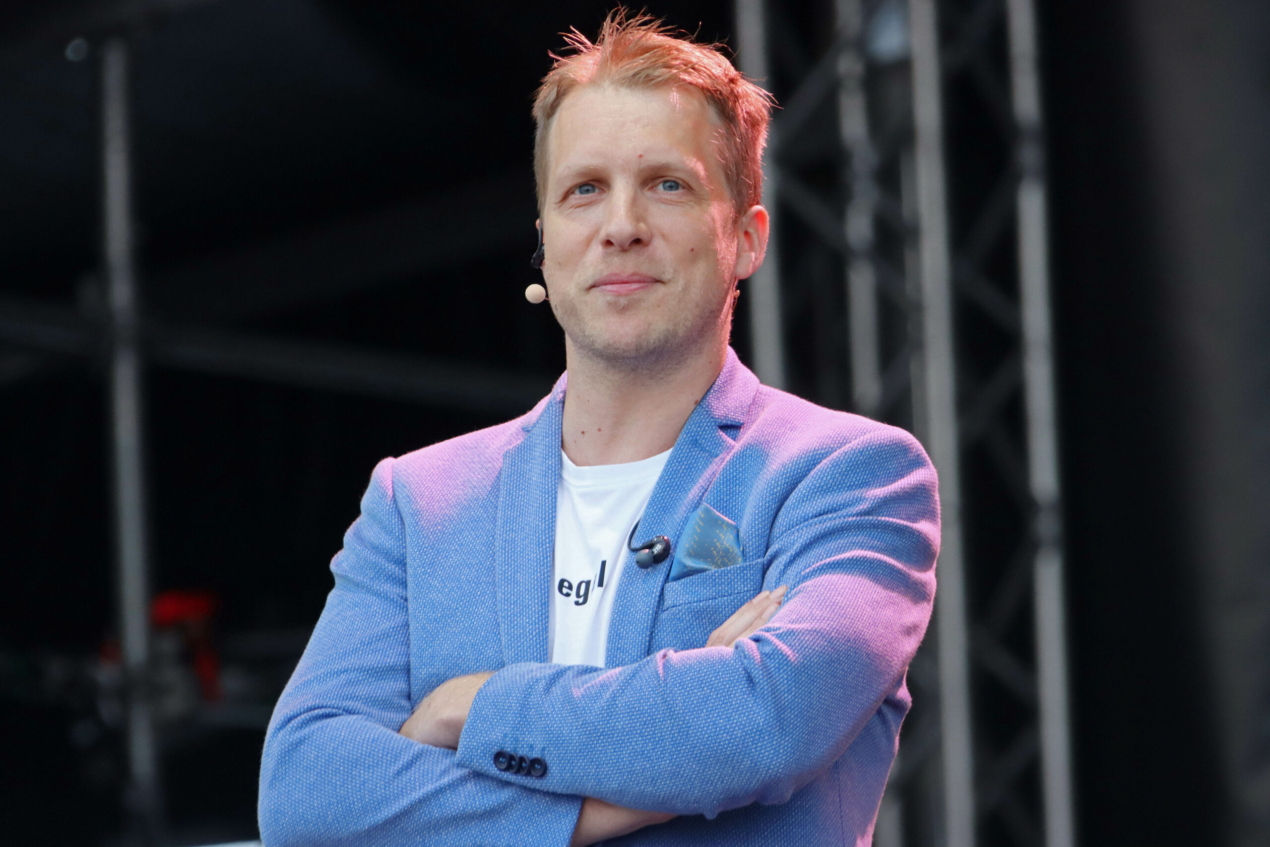 HAMBURG, GERMANY - JULY 01: Oliver Pocher during "Die Pochers Hier!" live at Autokino Steinwerder on July 1, 2020 in Hambu...