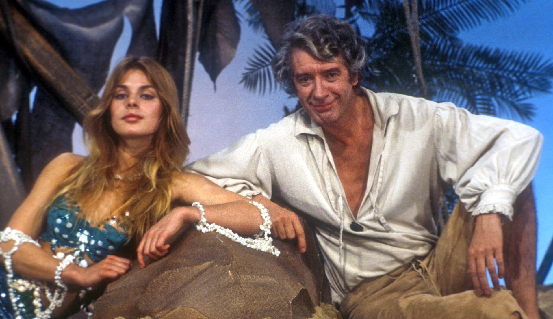 Rudi Carrell (schiffbrüchig) , Nastassja Kinski ( als Meerjungfrau), ARD-Show "Am laufenden Band", Folge: "Theater", Brem...