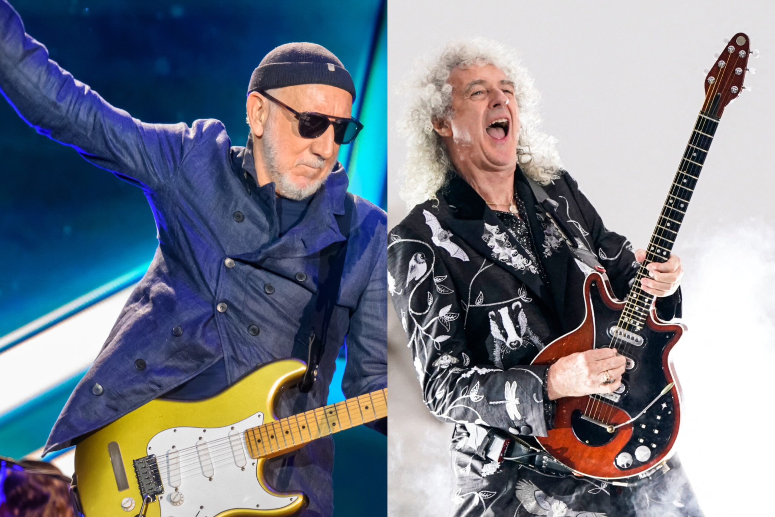 links: Pete Townshend, rechts: Brian May