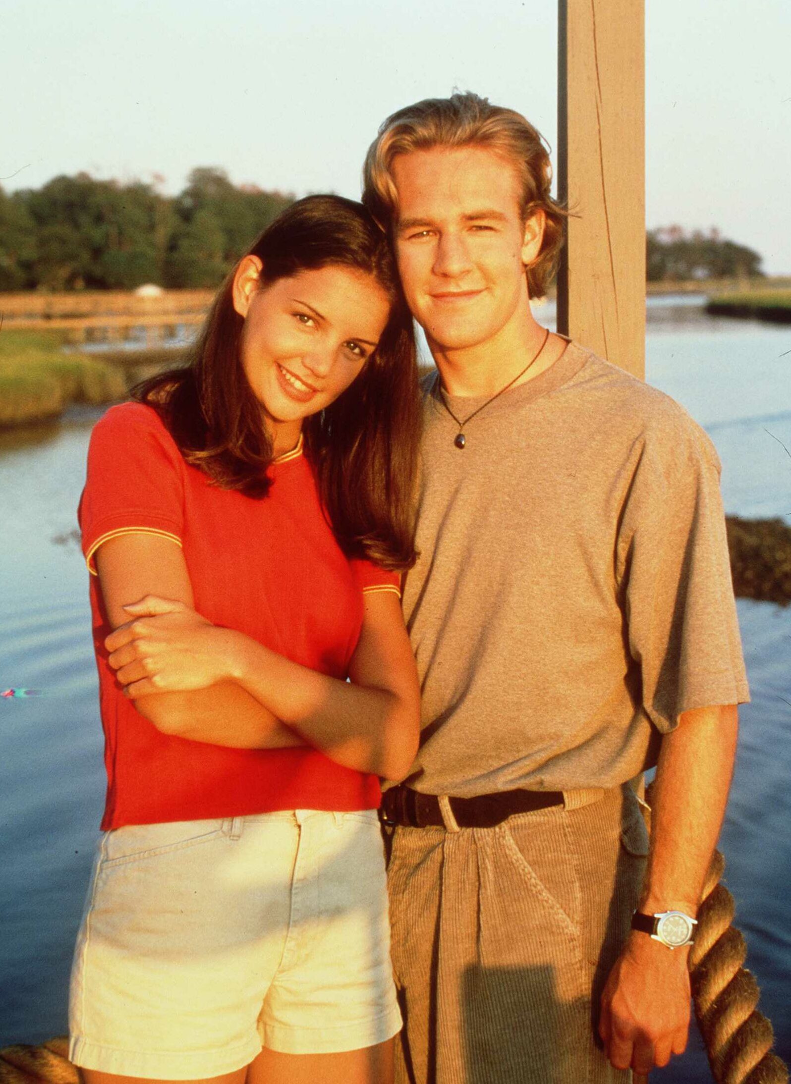 1997 Katie Holmes as Joey Potter and James Van Der Beek as Dawson Leery in "Dawson's Creek."