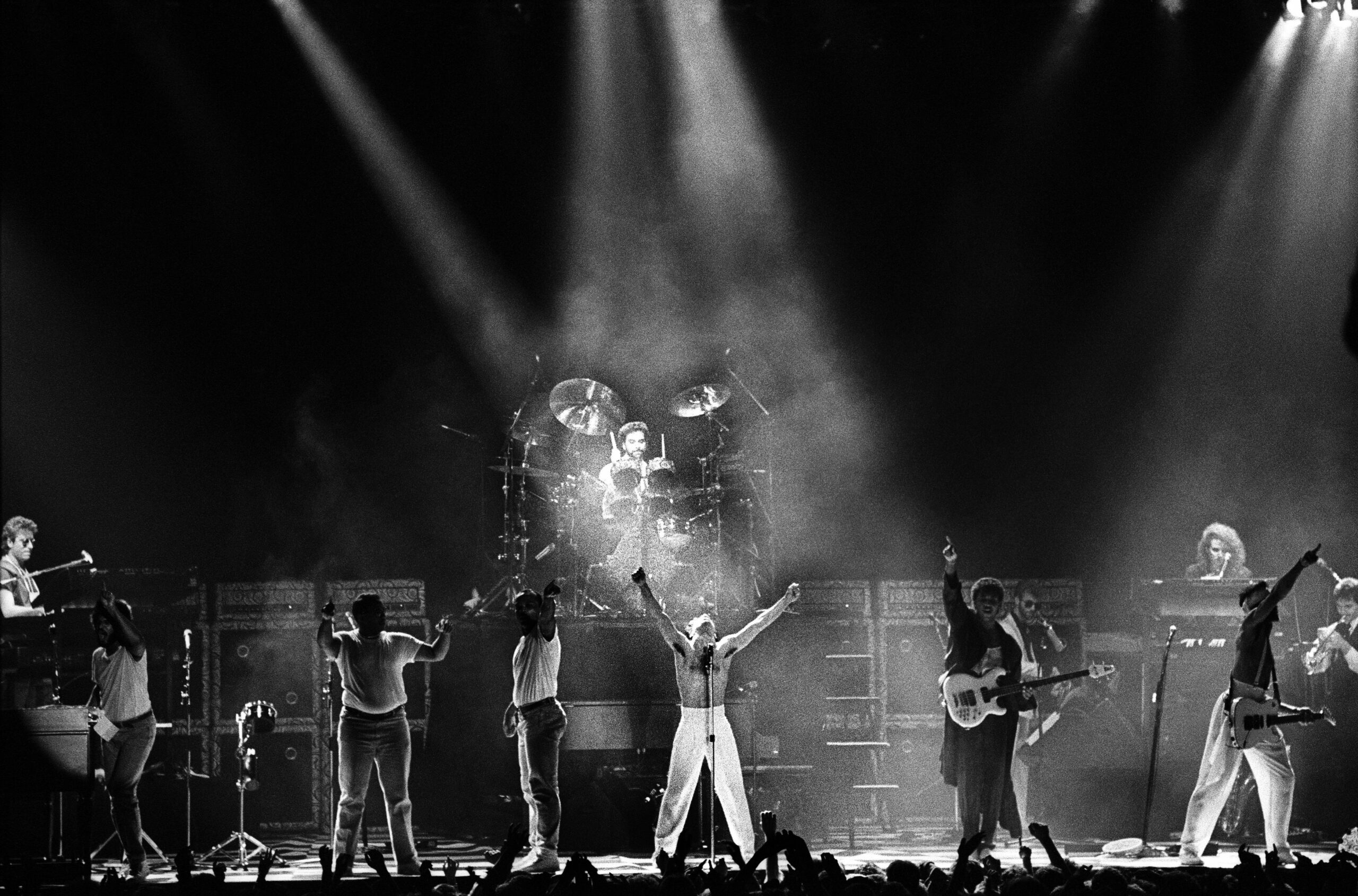 Prince and The Revolution 1986. Ganz links: Dr. Fink