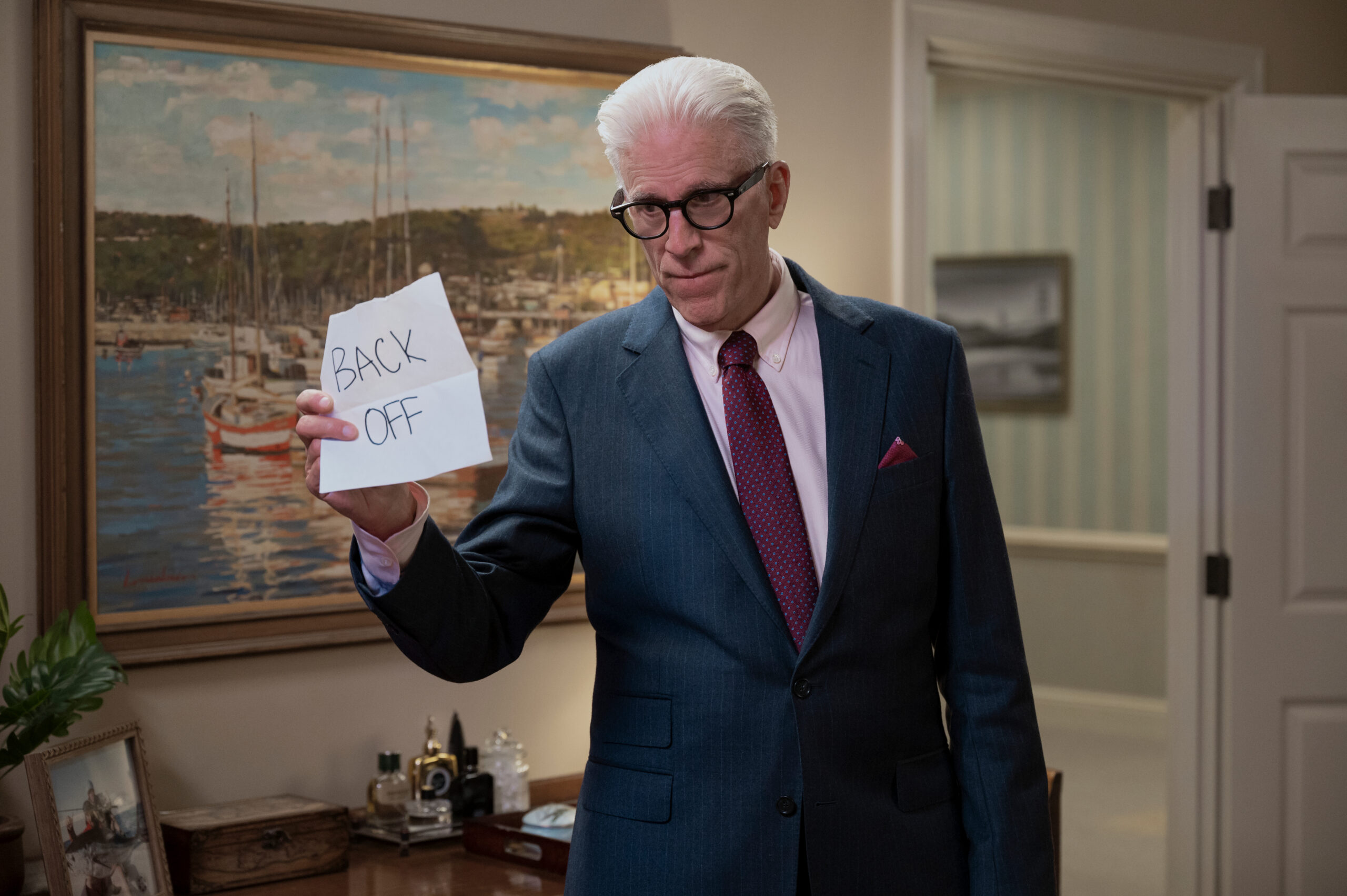 A Man on the Inside. Ted Danson as Charles in episode 102 of A Man on the Inside. Cr. Colleen E. Hayes/Netflix © 2024