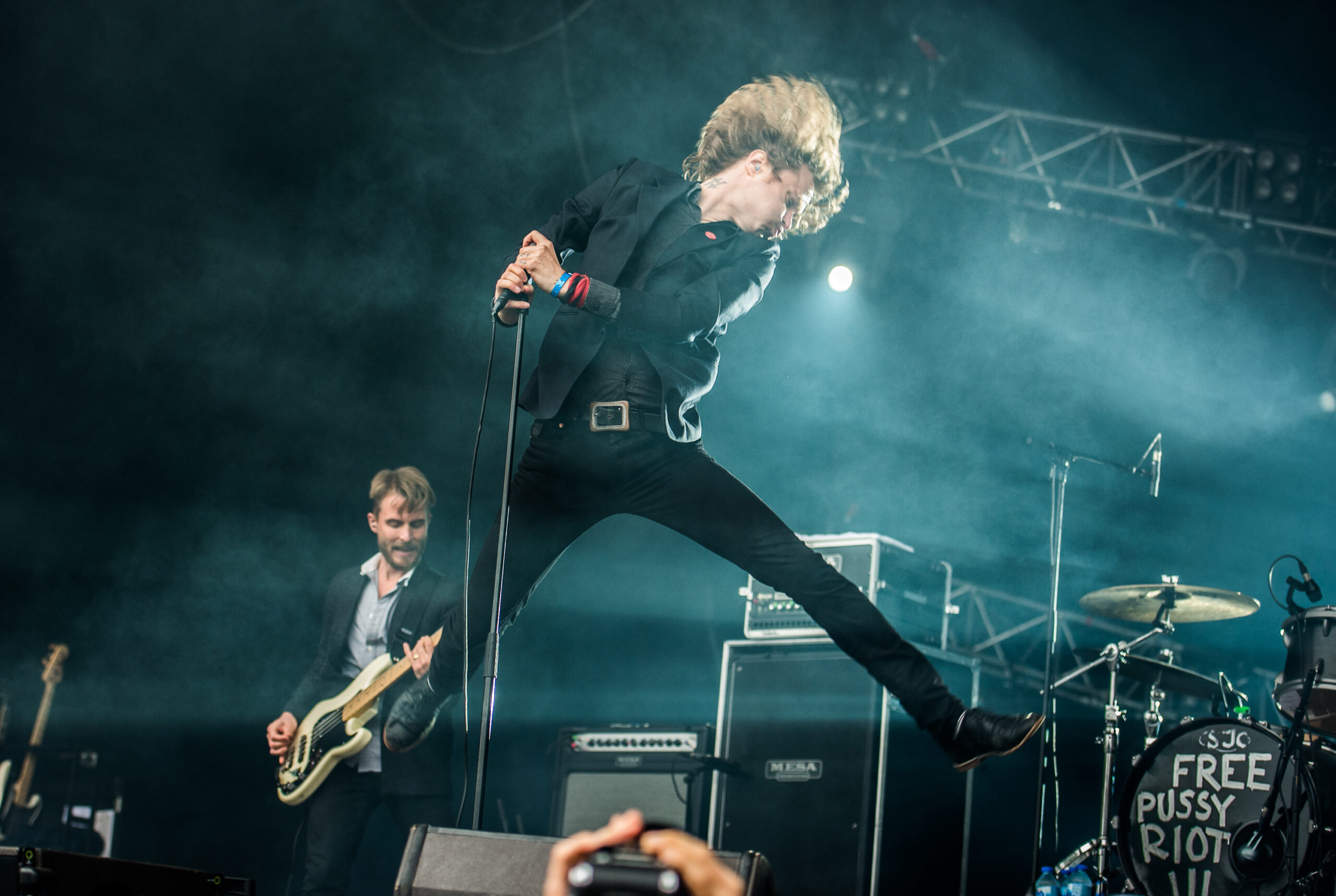 BELFORT, FRANCE - JULY 01: Dennis Lyxzen from Refused performs at Eurockeennes Music Festival on July 1, 2012 in Belfort, ...