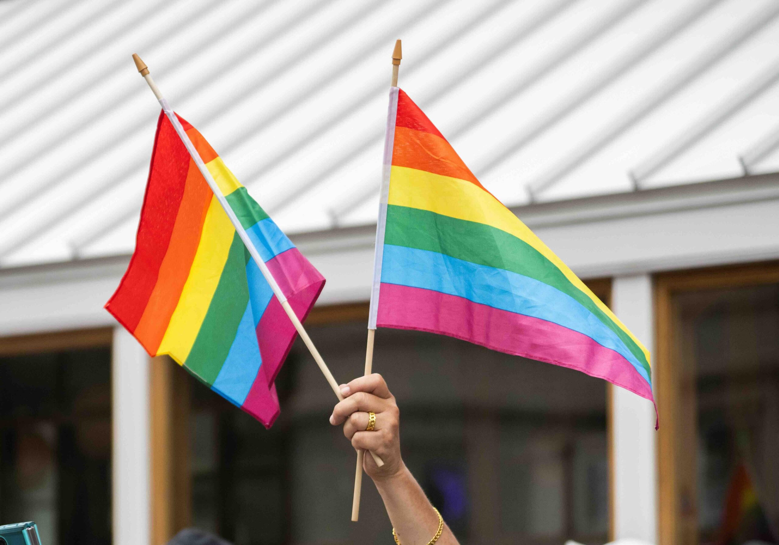 NEW YORK, NEW YORK - JUNE 30: A person holds pride flags during the 2024 NYC Pride March on June 30, 2024 in New York City...