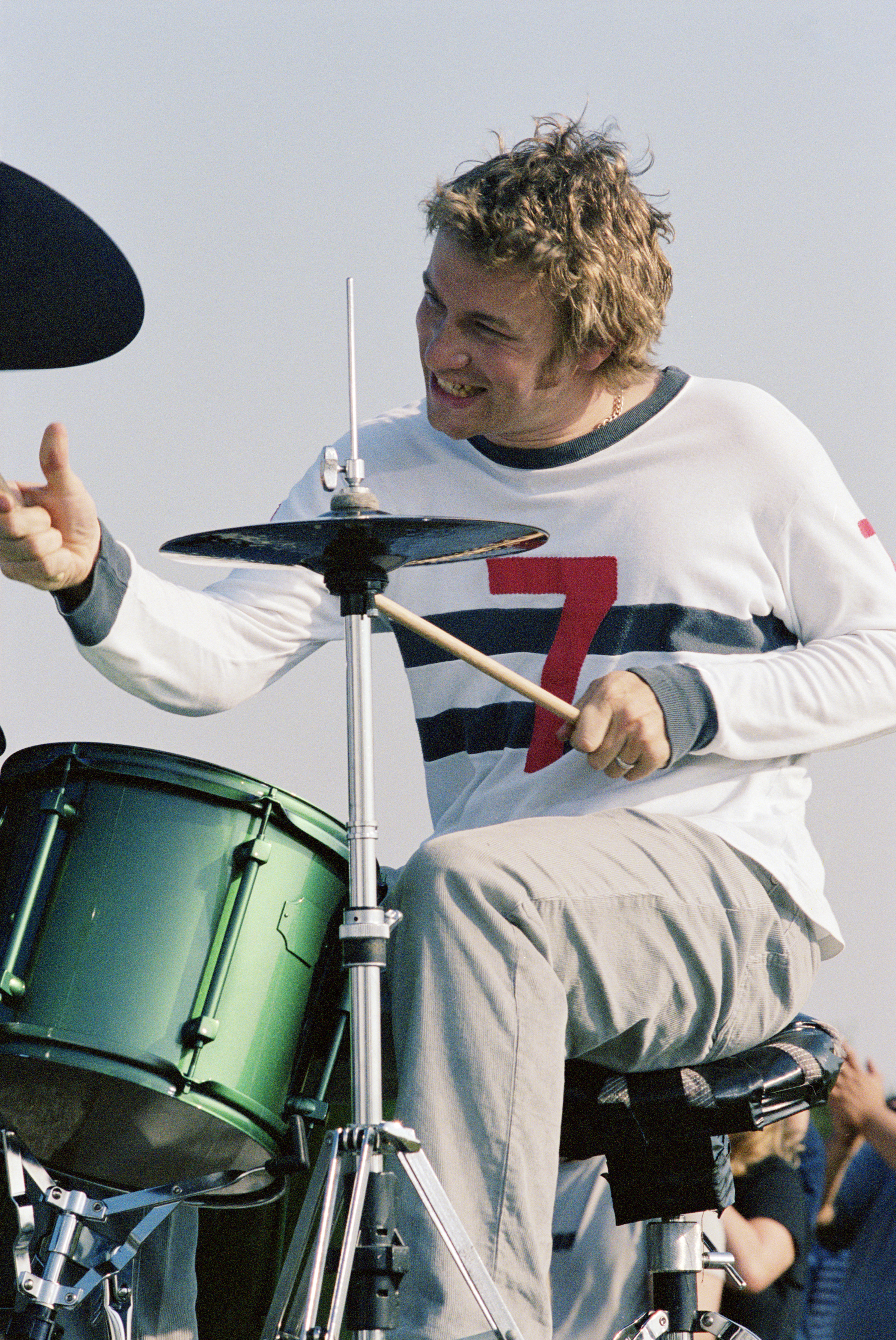 Jamie Oliver whilst shooting a video for his band 'Scarlet Division', circa 2000. (Photo by Chris Lopez/Sony Music Archive...