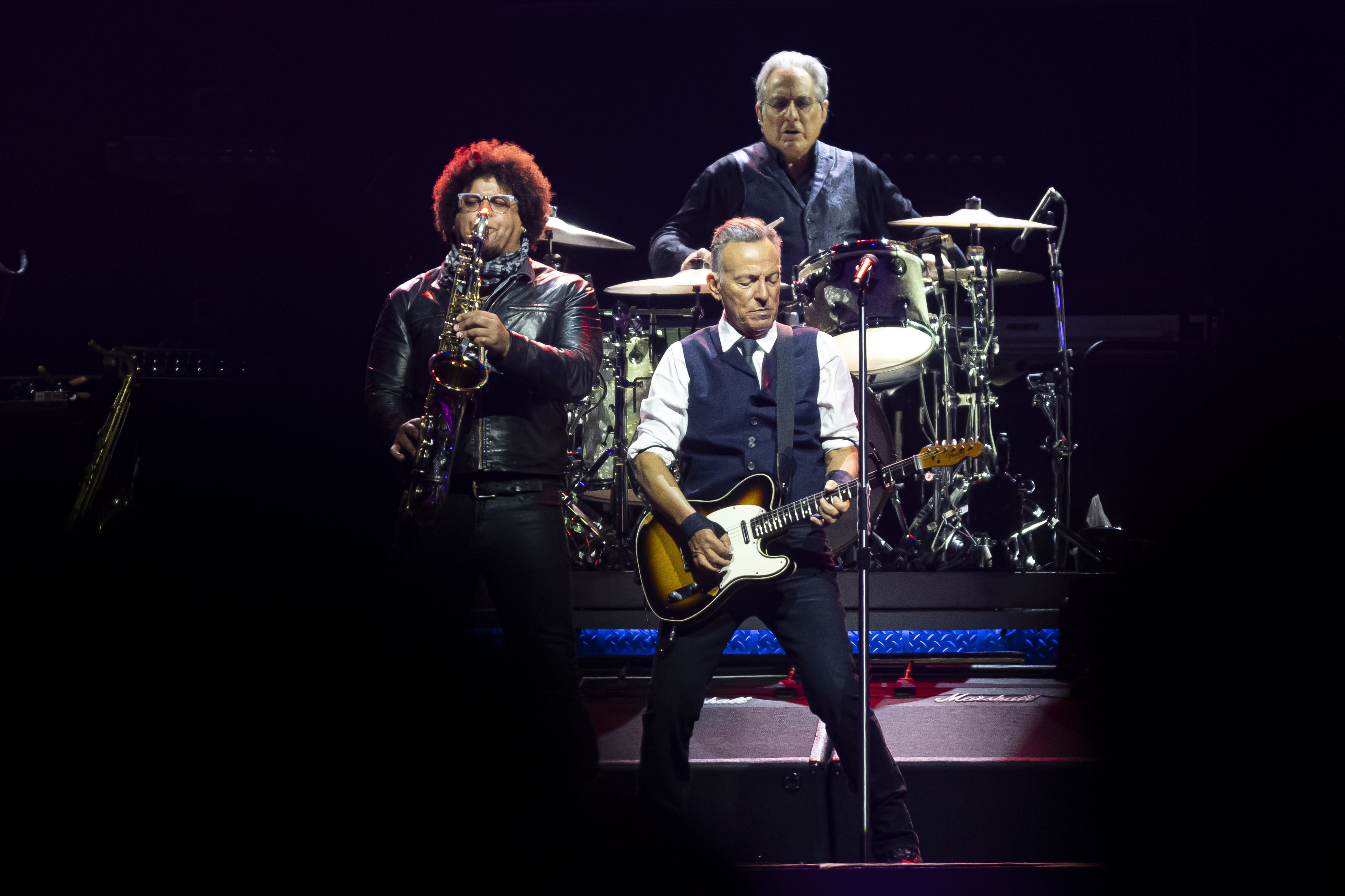 LILLE, FRANCE - MAY 24: Bruce Springsteen and The E Street Band perform at Decathlon Arena on May 24, 2025 in Lille, Franc...