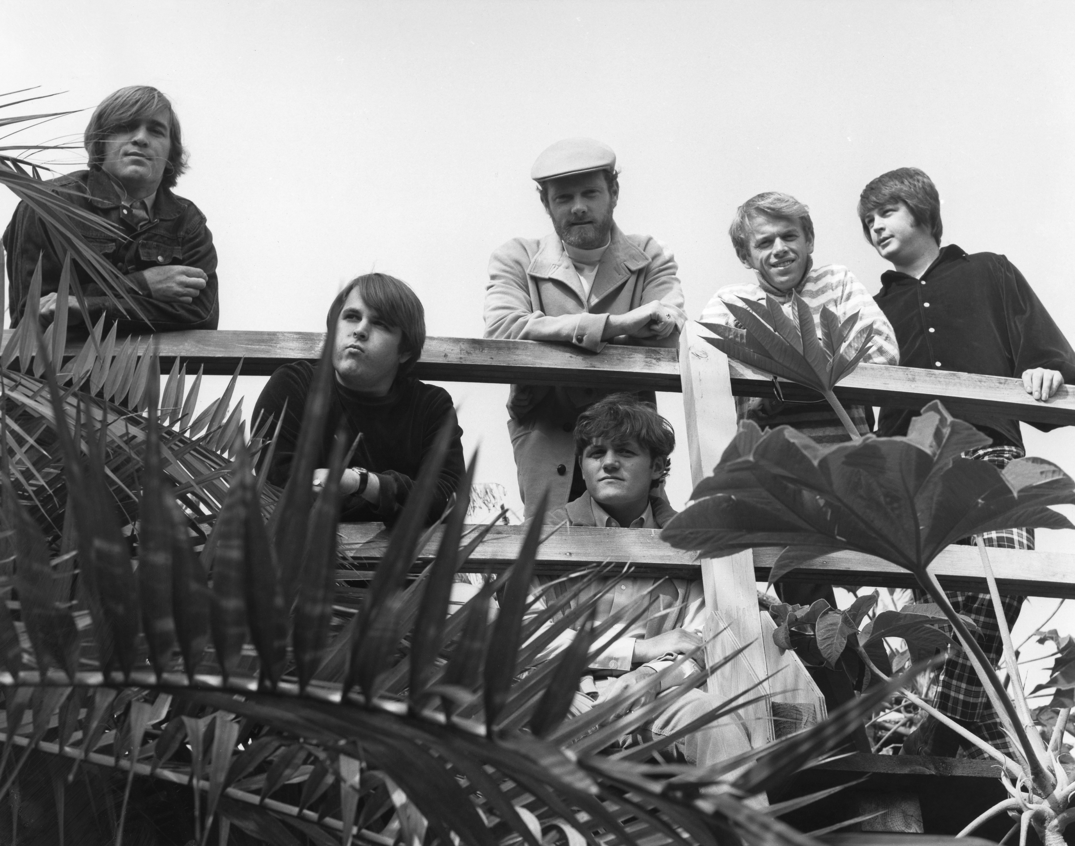 LOS ANGELES - MARCH 10: Rock and roll group "The Beach Boys" pose during a portrait session at Pacific Ocean Park on March...