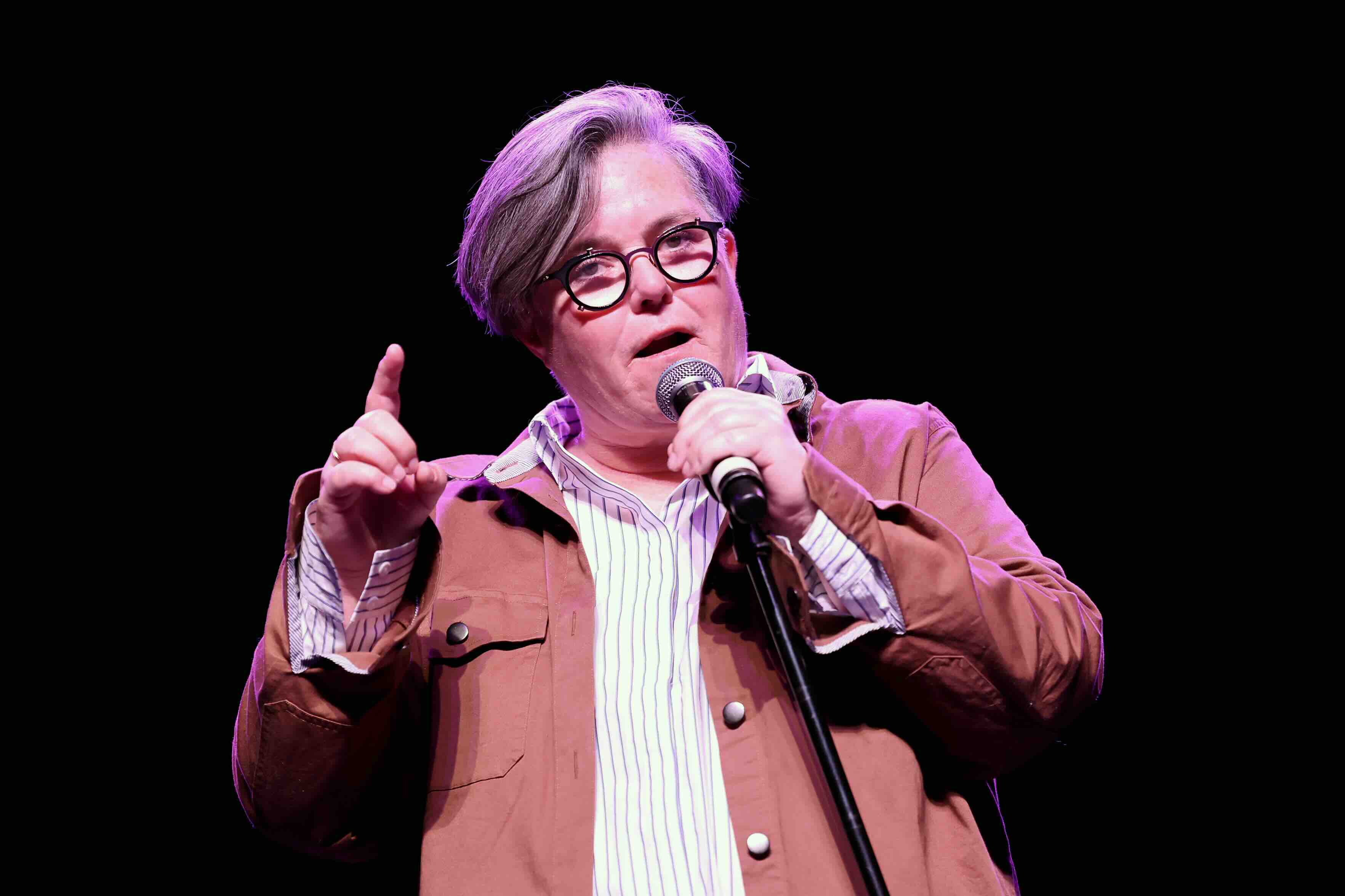 LOS ANGELES, CALIFORNIA - JULY 16: Rosie O'Donnell performs onstage during FRIENDLY HOUSE LA Comedy Benefit, hosted by Ros...