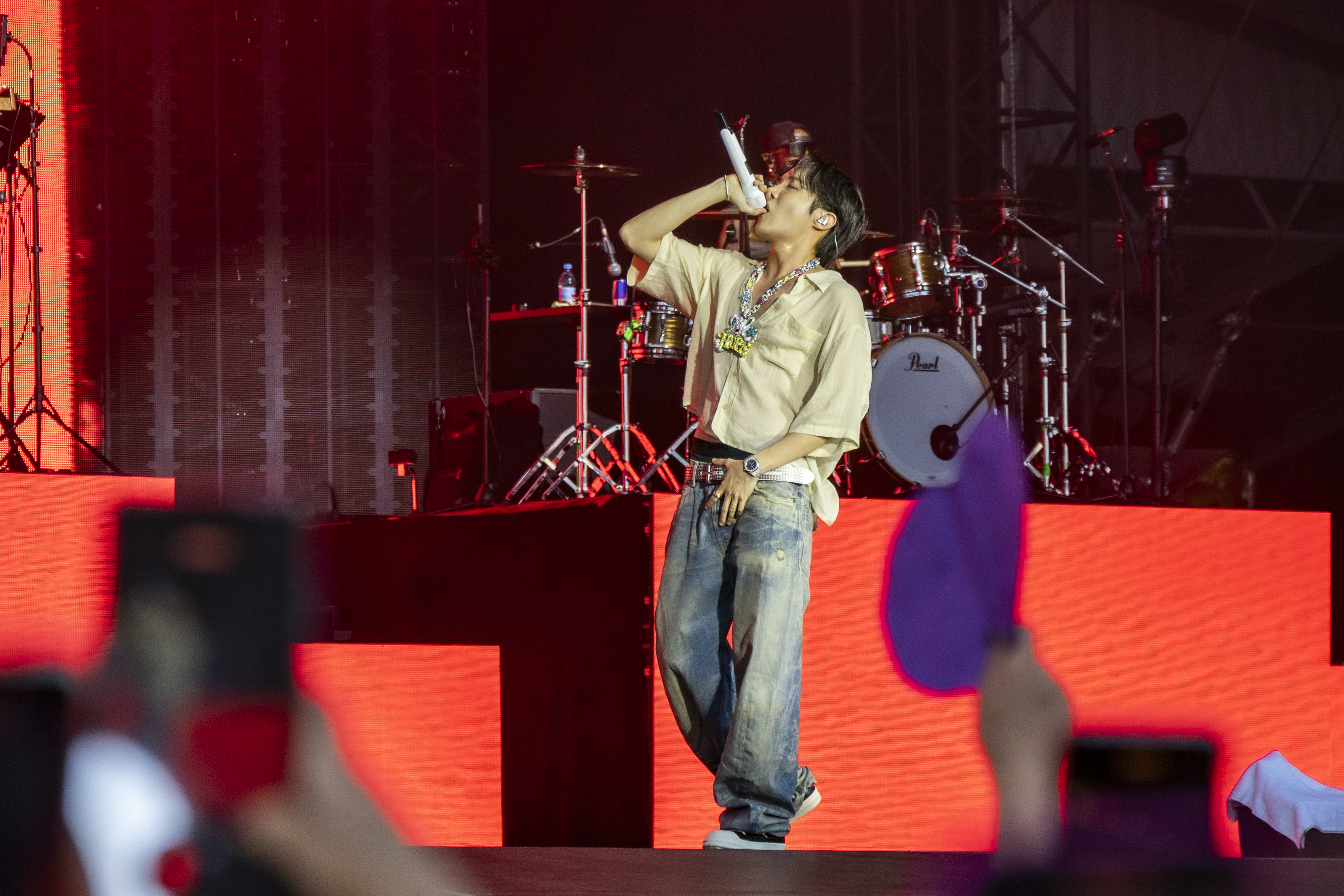 BERLIN, GERMANY - JULY 13: Headliner j-hope performs on stage during day two of Lollapalooza Berlin on July 13, 2025 in Be...