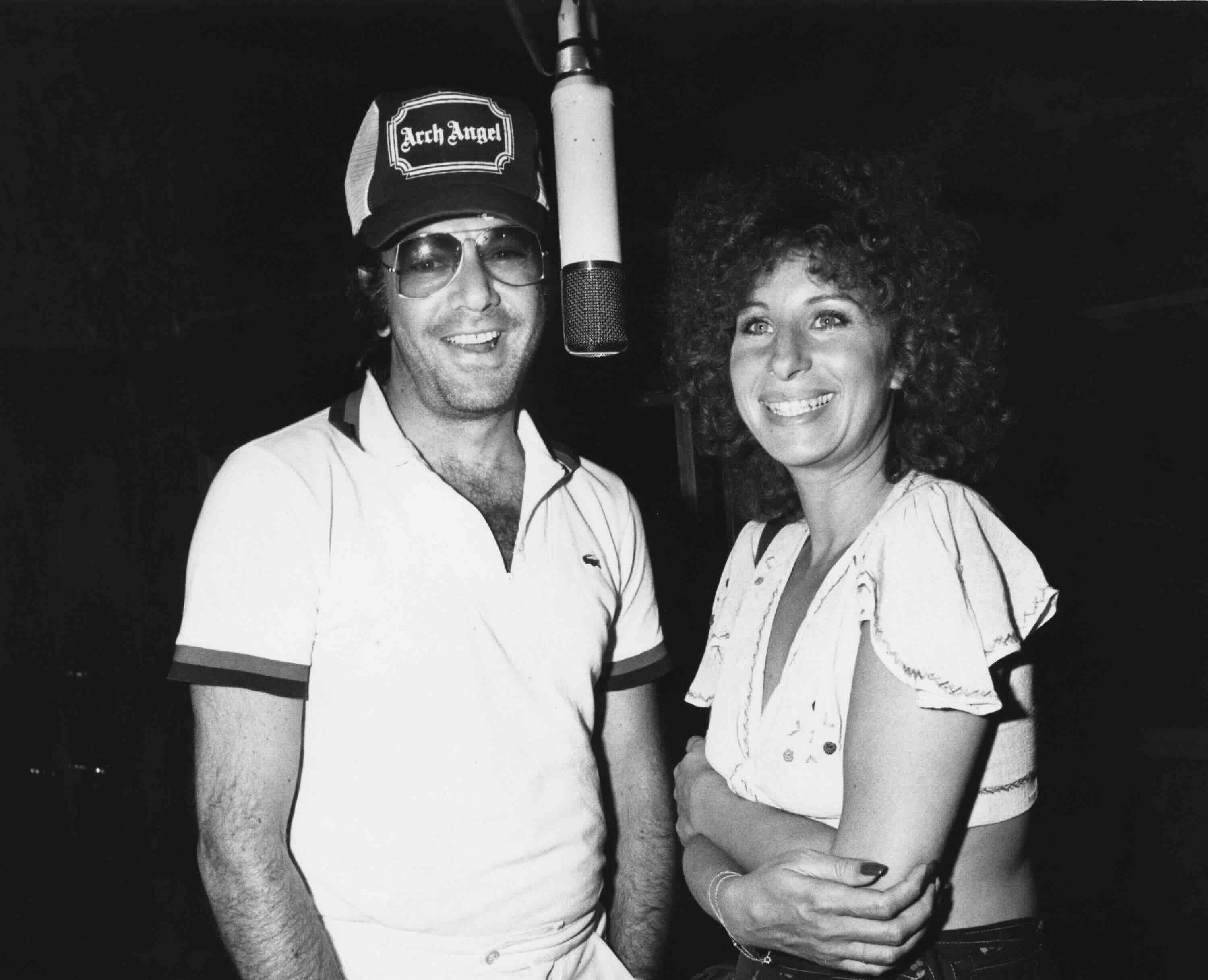 Neil Diamond and Barbra Streisand during "You Don't Bring Me Flowers Anymore" Studio Recording - Circa 1977. (Photo by L. ...