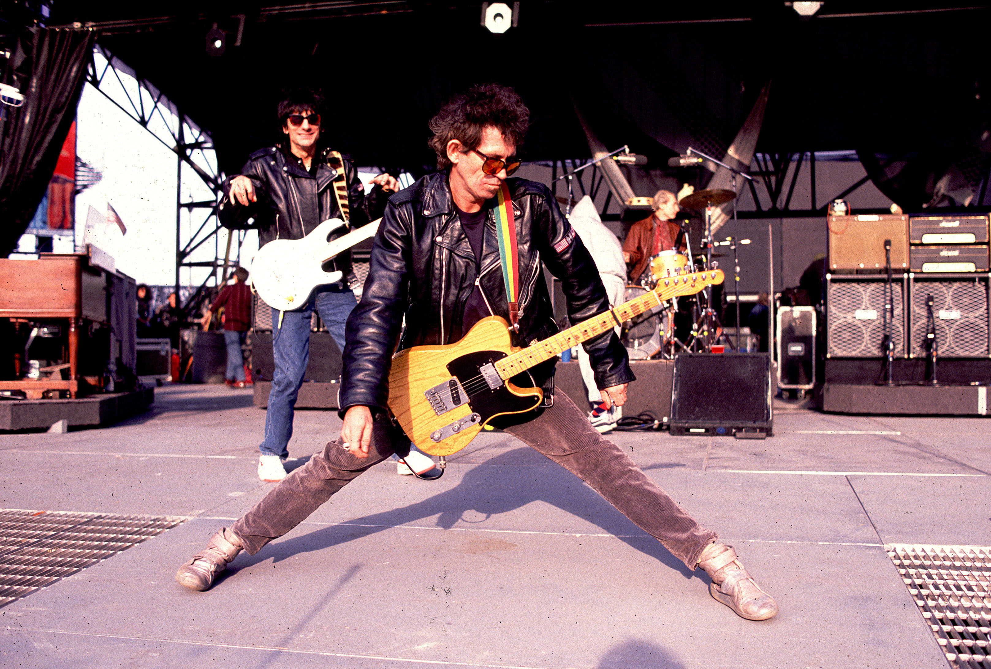 Ron Wood, Keith Richards and Charlie Watts of the Rolling Stones on  the Steel Wheels Tour in 1989 in Kansas City, Mo..  (...