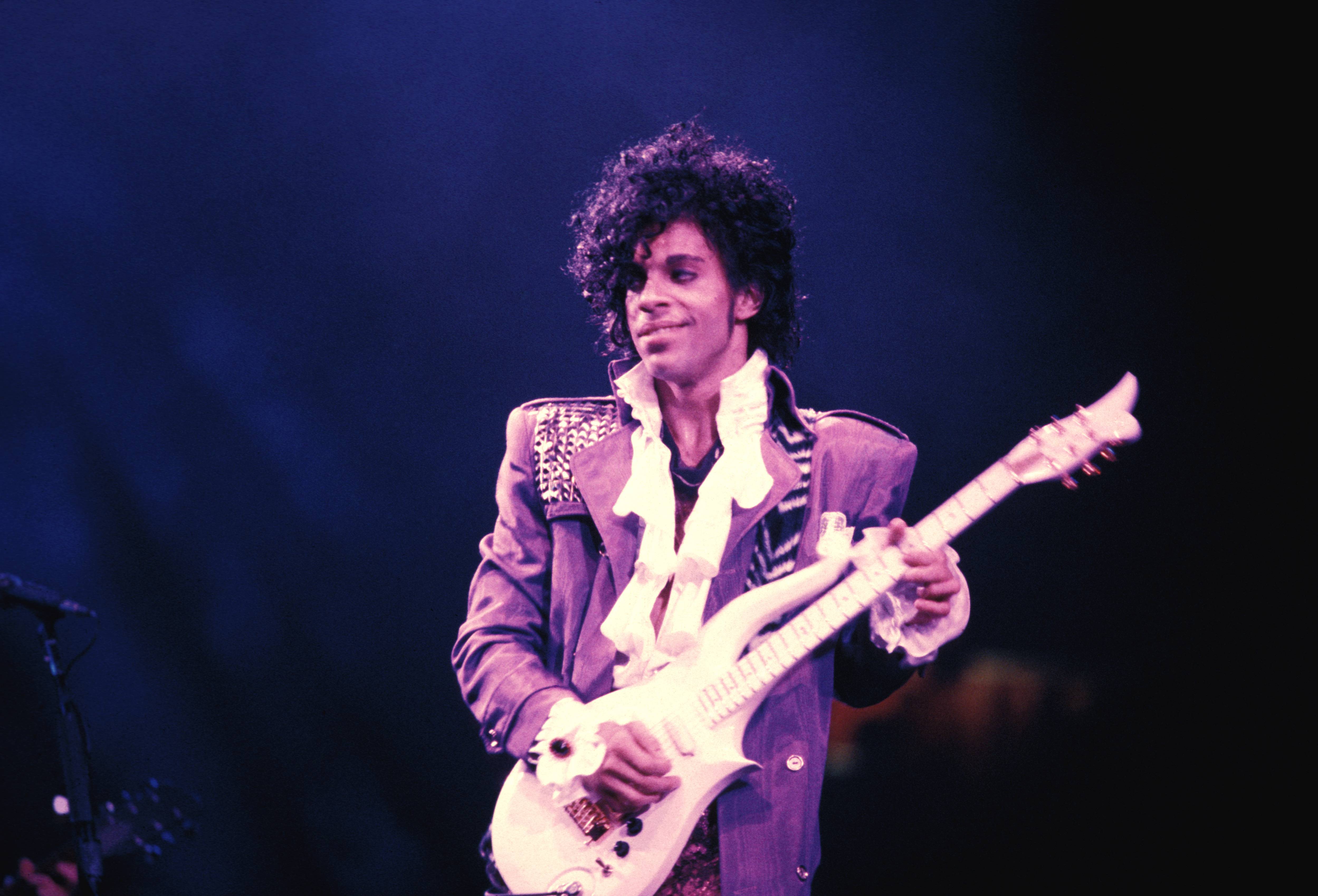 UNITED STATES - SEPTEMBER 13:  RITZ CLUB  Photo of PRINCE, Prince performing on stage - Purple Rain Tour  (Photo by Richar...