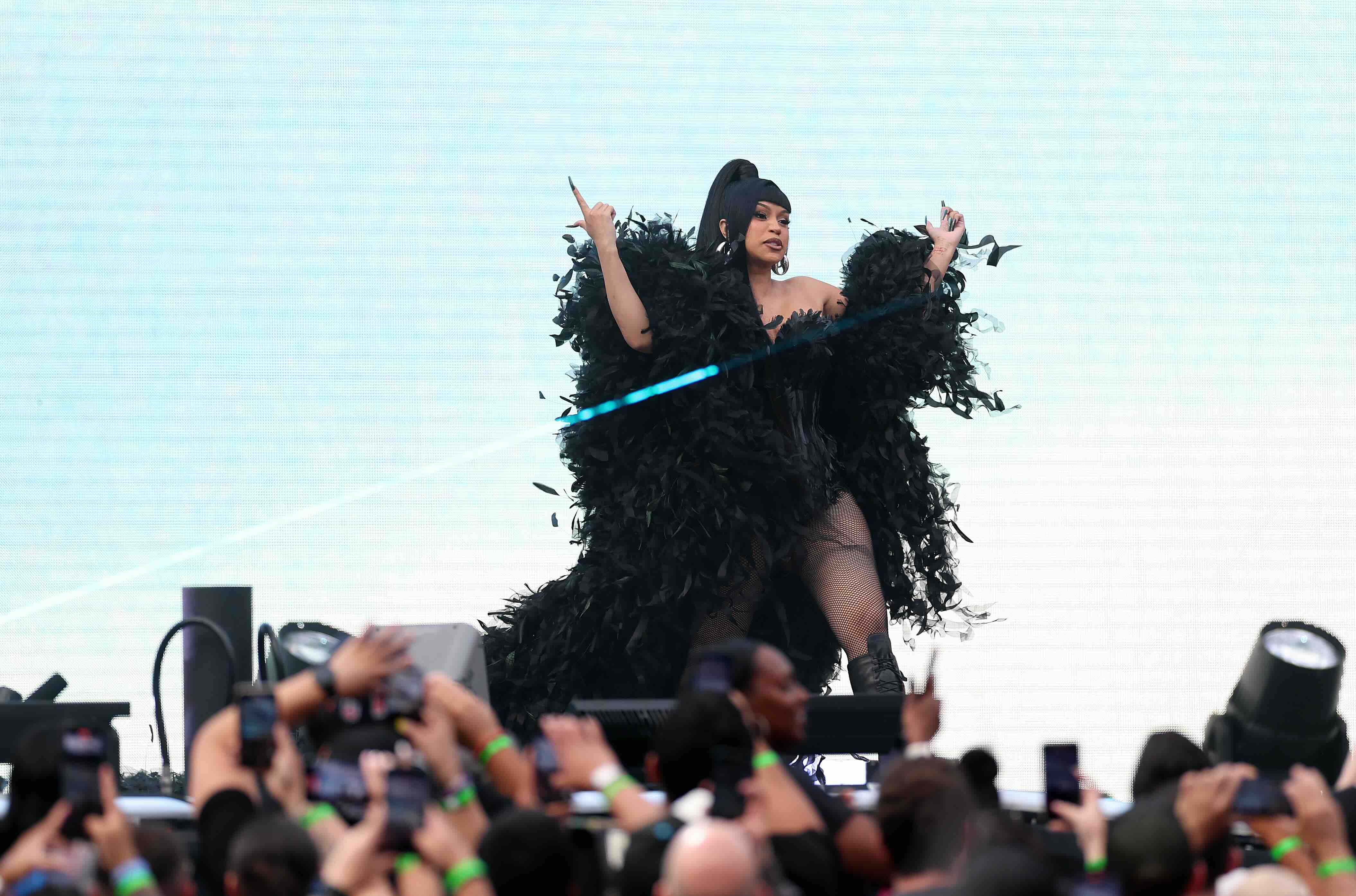 EAST RUTHERFORD, NEW JERSEY - AUGUST 02: Cardi B performs during the WWE 2025 SummerSlam at MetLife Stadium on August 02, ...