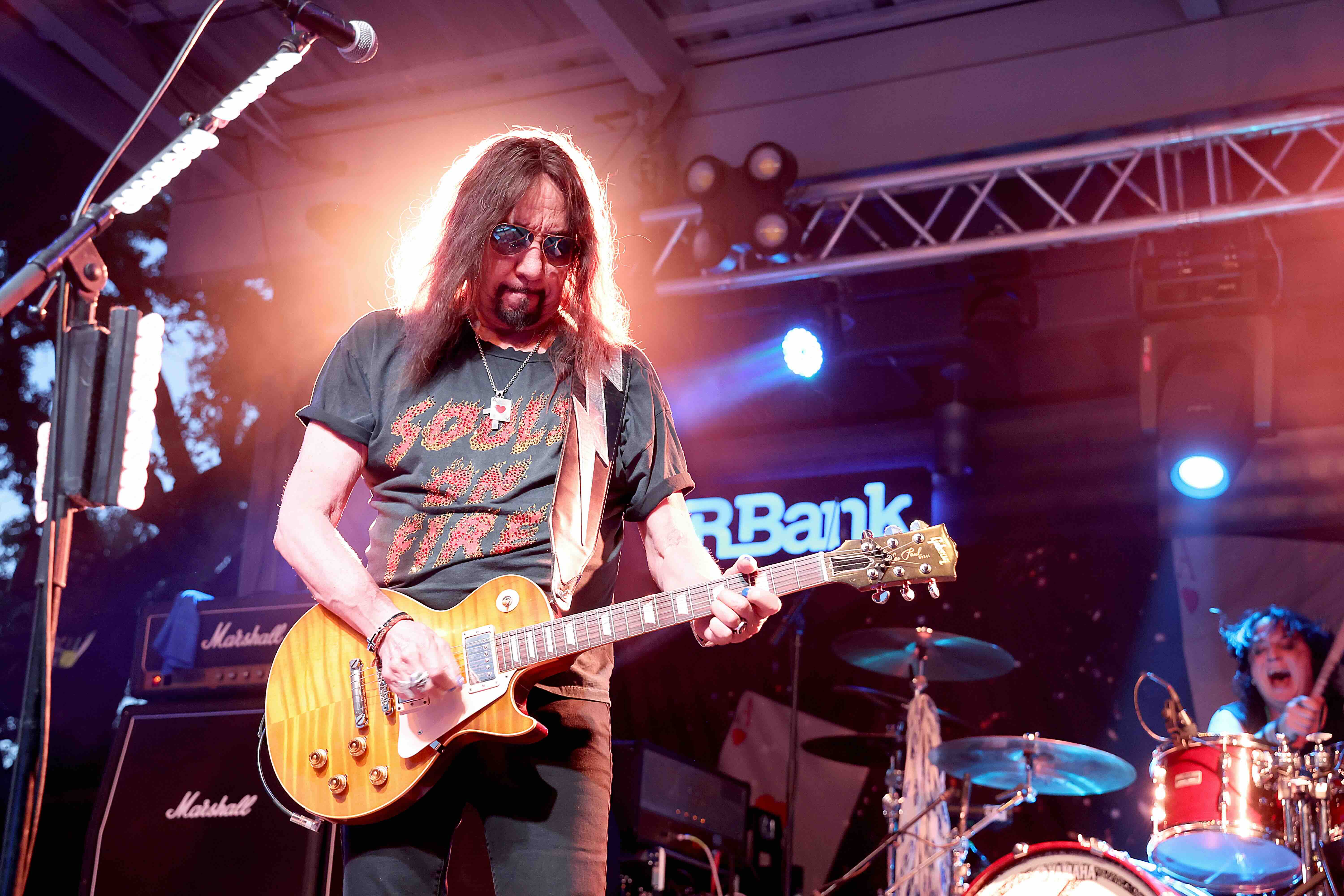 CEDAR PARK, TEXAS - JULY 13: Ace Frehley performs in concert at Haute Spot Event Venue on July 13, 2023 in Cedar Park, Tex...