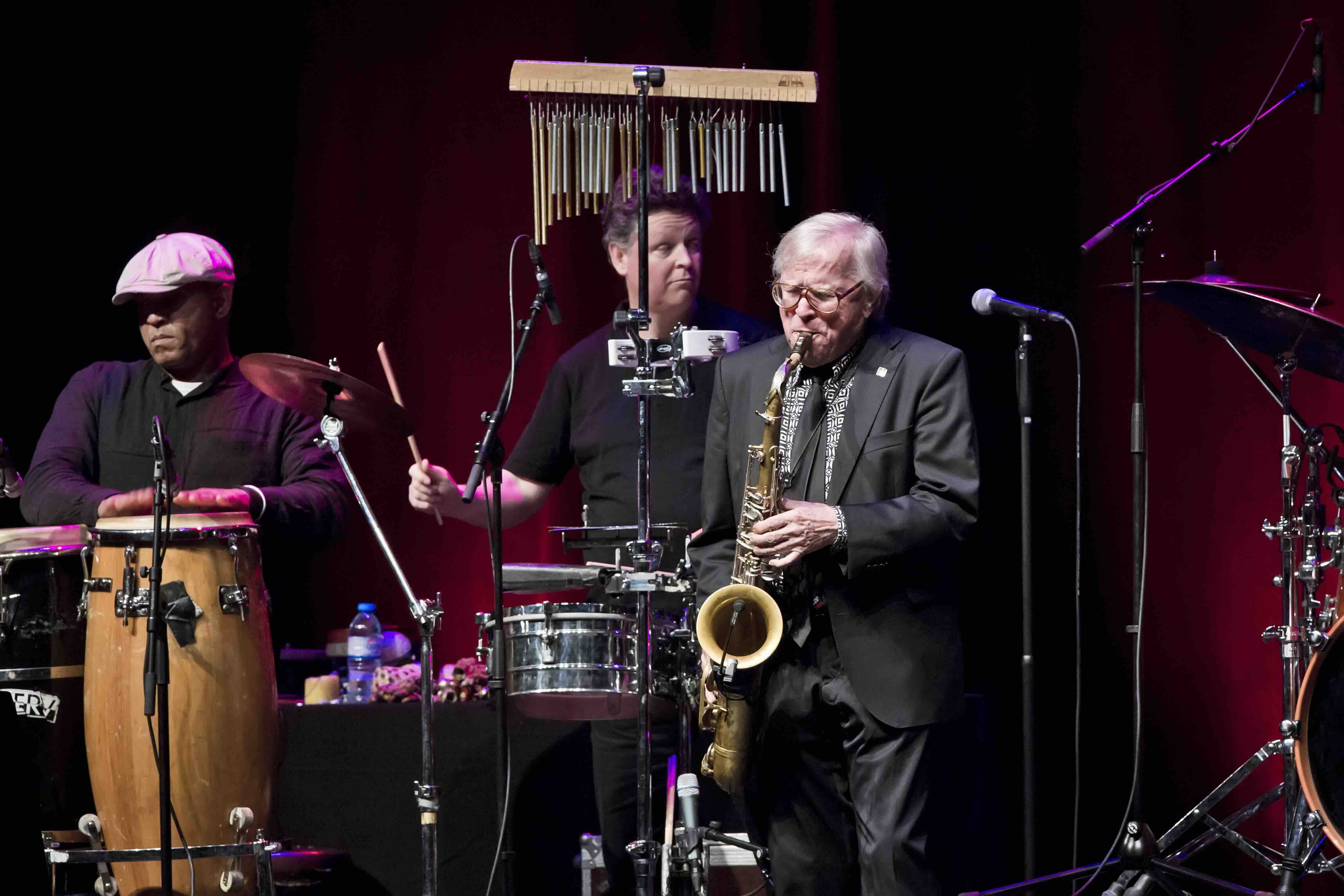 BERLIN, GERMANY - NOVEMBER 18: German musician Klaus Doldinger performs live during a concert at the Admiralspalast on Nov...