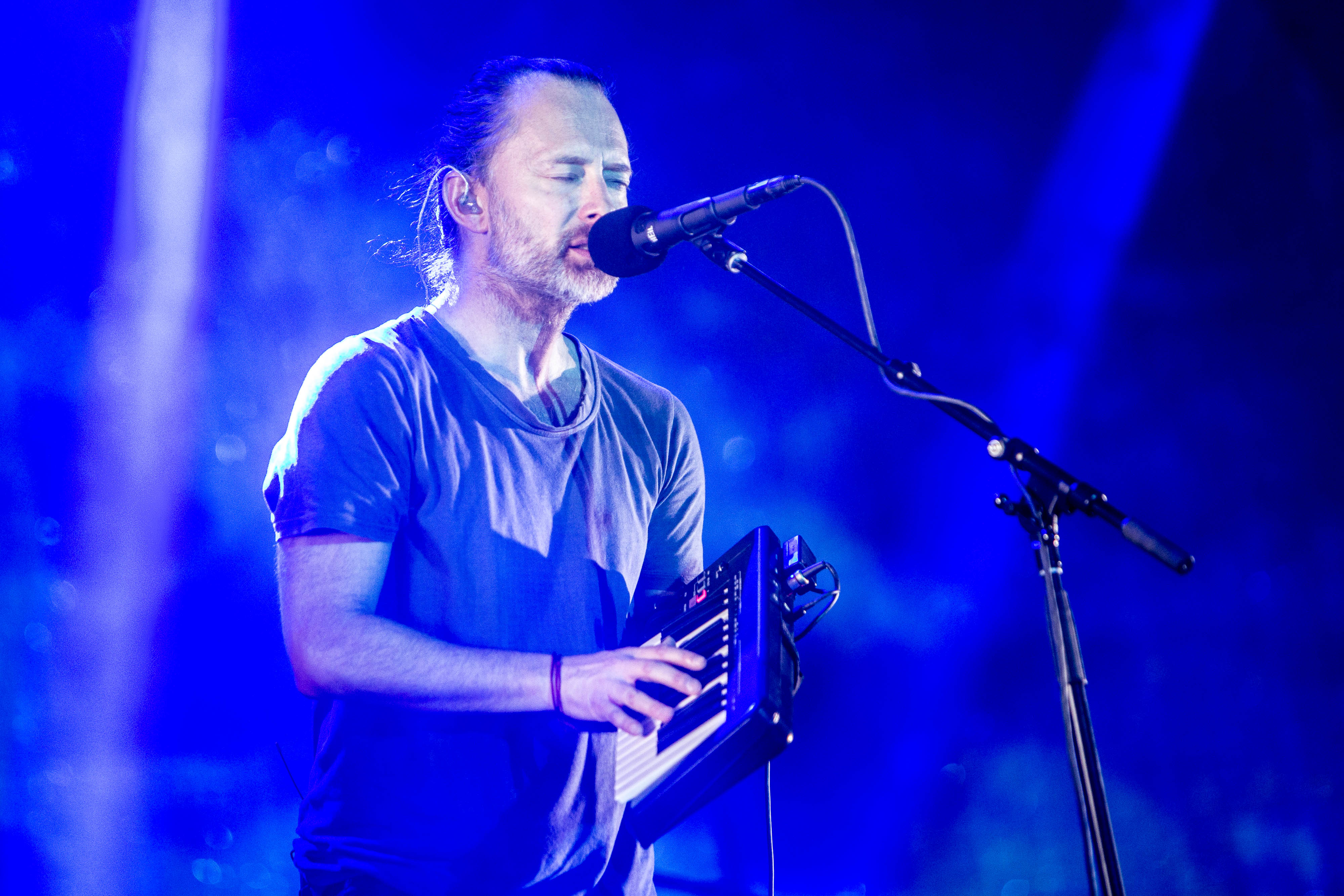 AUTODROMO DI MONZA, MILAN, ITALY - 2017/06/16: Thom Yorke of Radiohead live at I-Days festival in Monza. Radiohead is an E...