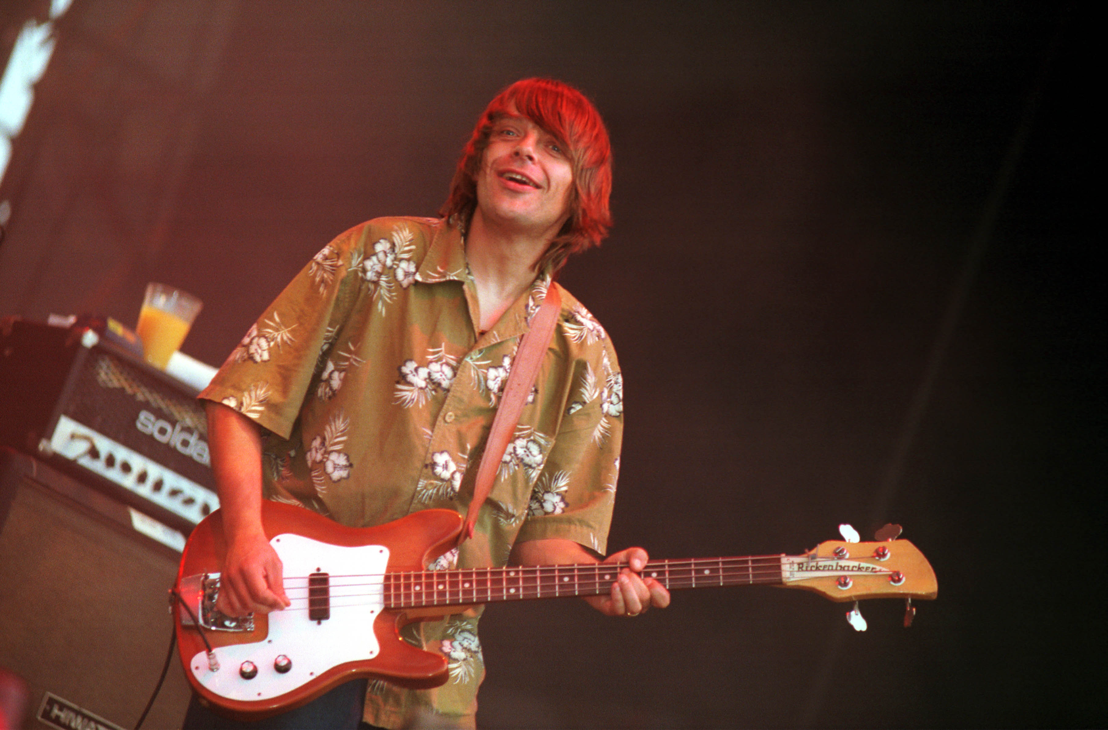 UNITED KINGDOM - JANUARY 01:  Photo of PRIMAL SCREAM; Mani performing live onstage playing Rickenbacker 3000 bass  (Photo ...