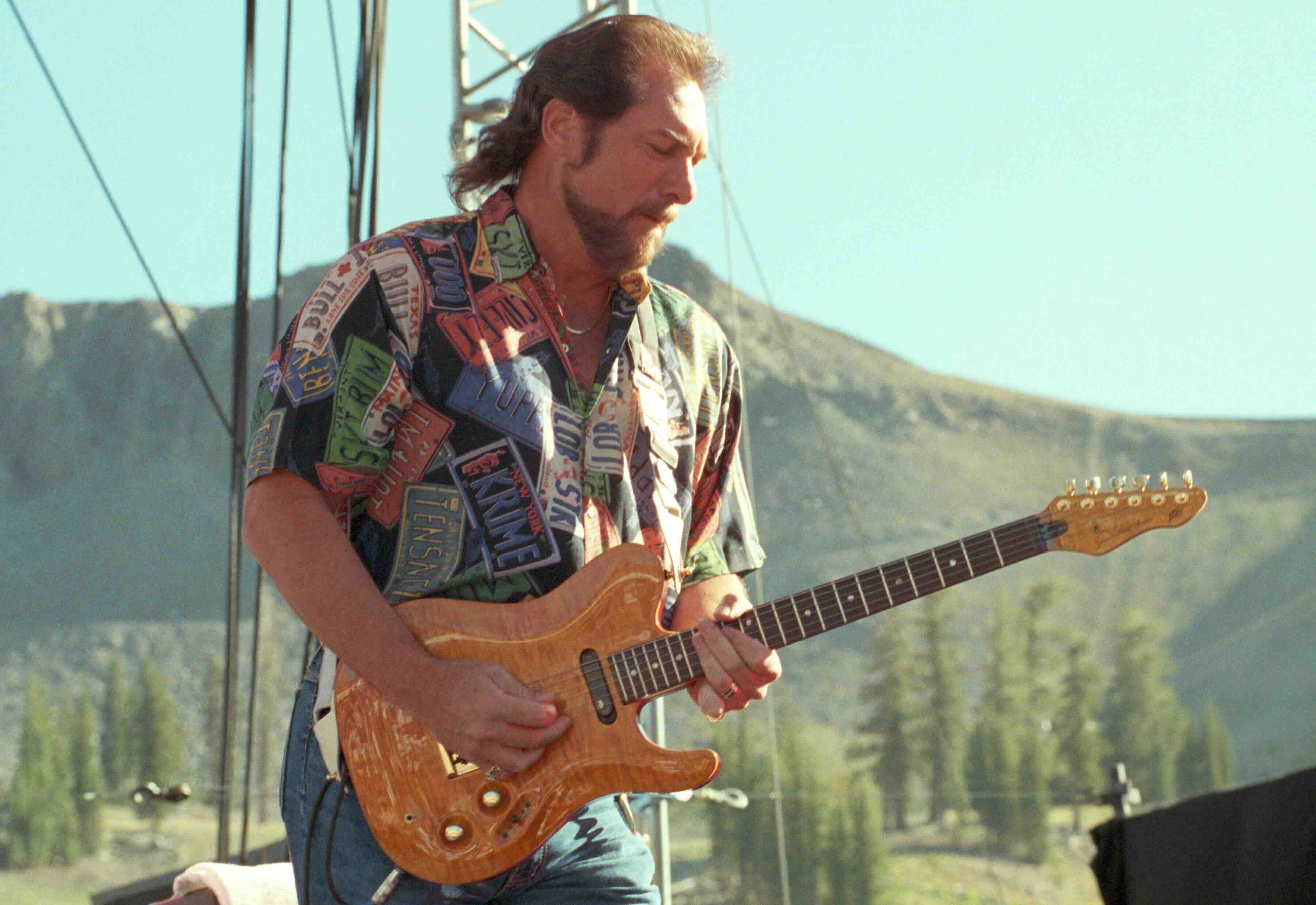 Steve Cropper of Booker T & the MG's performs at Squaw Valley ski area on August 25, 1991 in Squaw Valley, California. (Ph...
