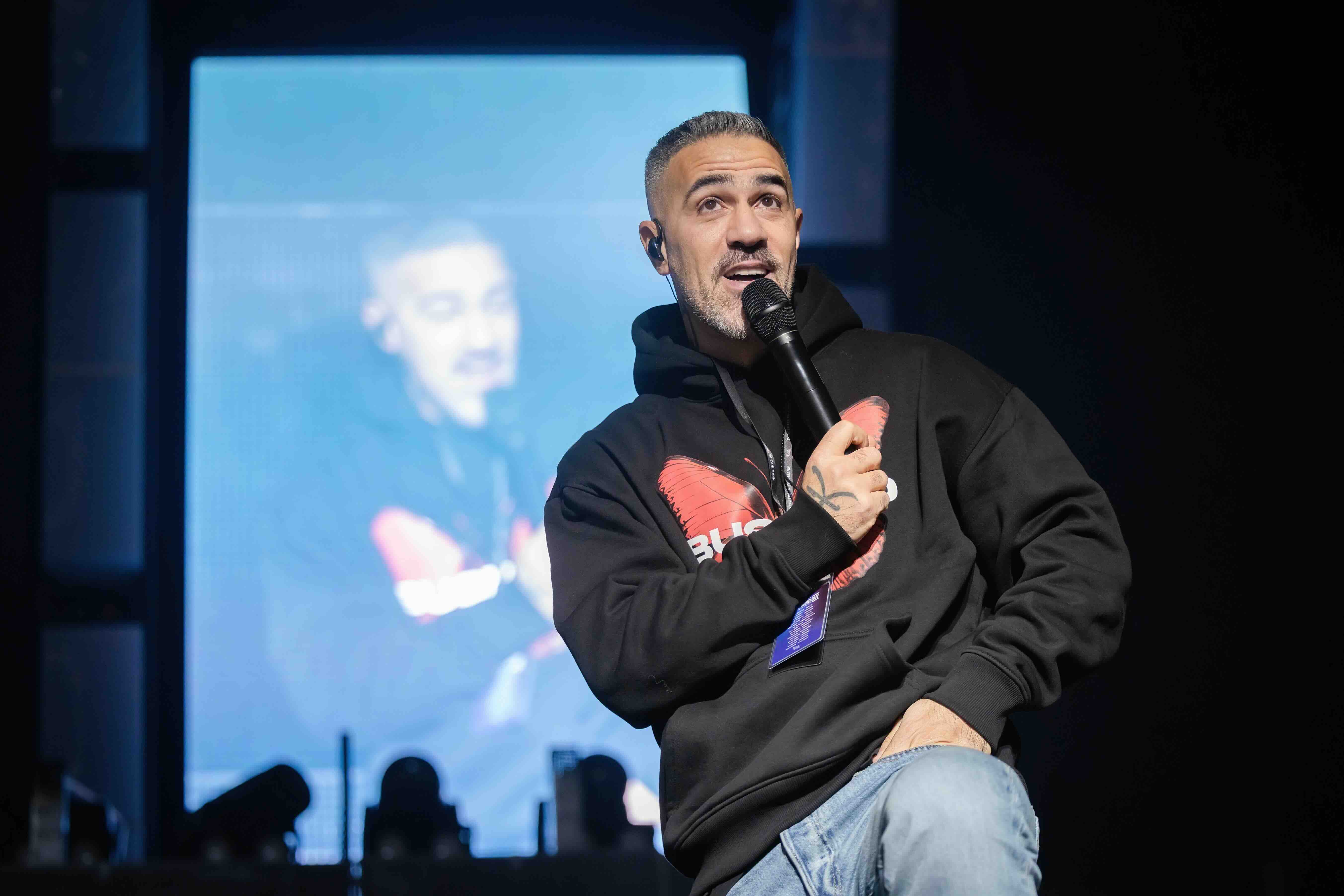 BERLIN, GERMANY - JANUARY 12: Rapper Bushido performs live on stage during a concert at the Uber Arena on January 12, 2026...