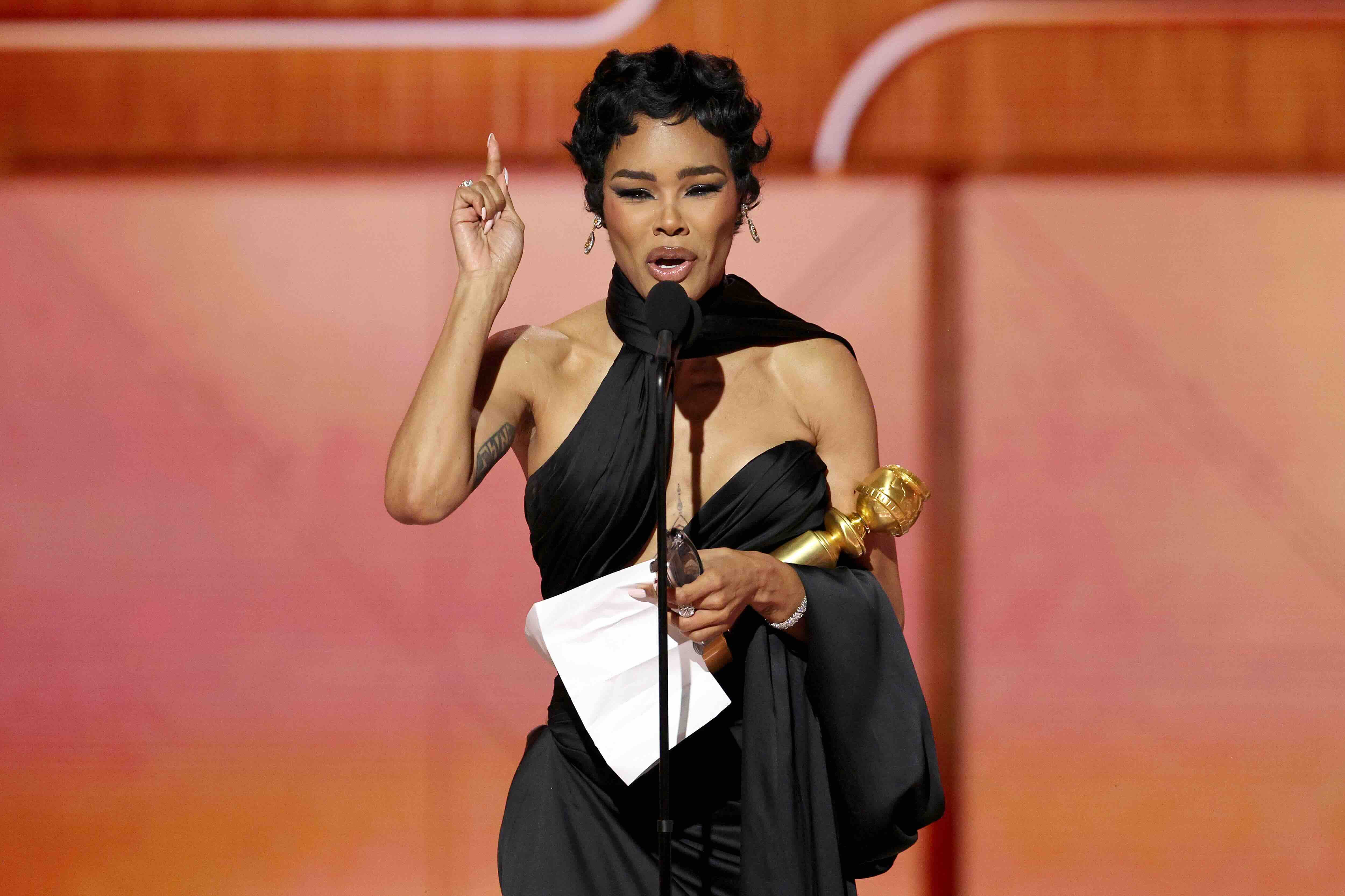 Teyana Taylor accepts the Best Performance by a Supporting Actress in Any Motion Picture Award for "One Battle After Anoth...