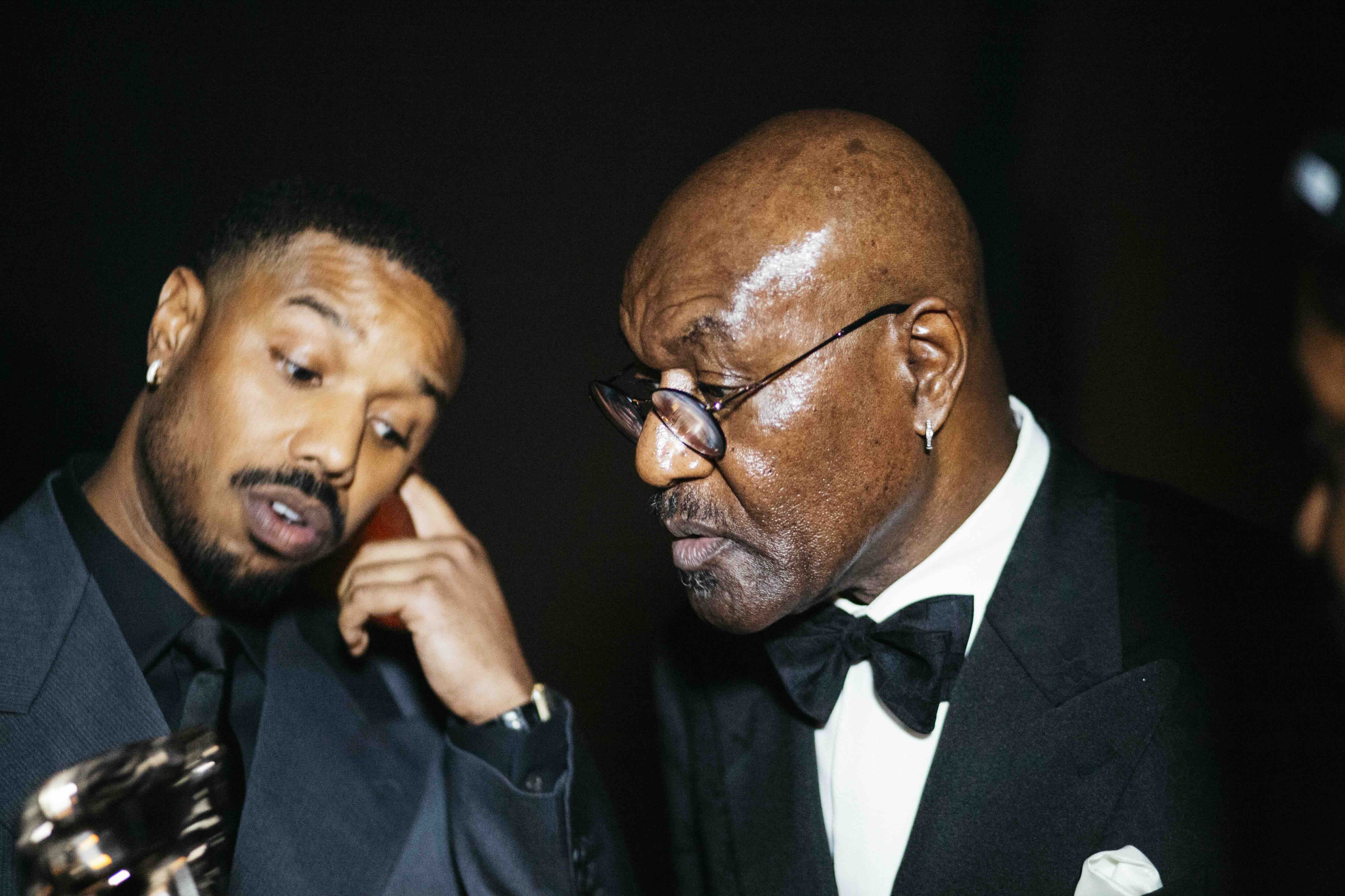 LONDON, ENGLAND - FEBRUARY 22: Michael B. Jordan and Delroy Lindo backstage during the EE BAFTA Film Awards 2026 at The Ro...