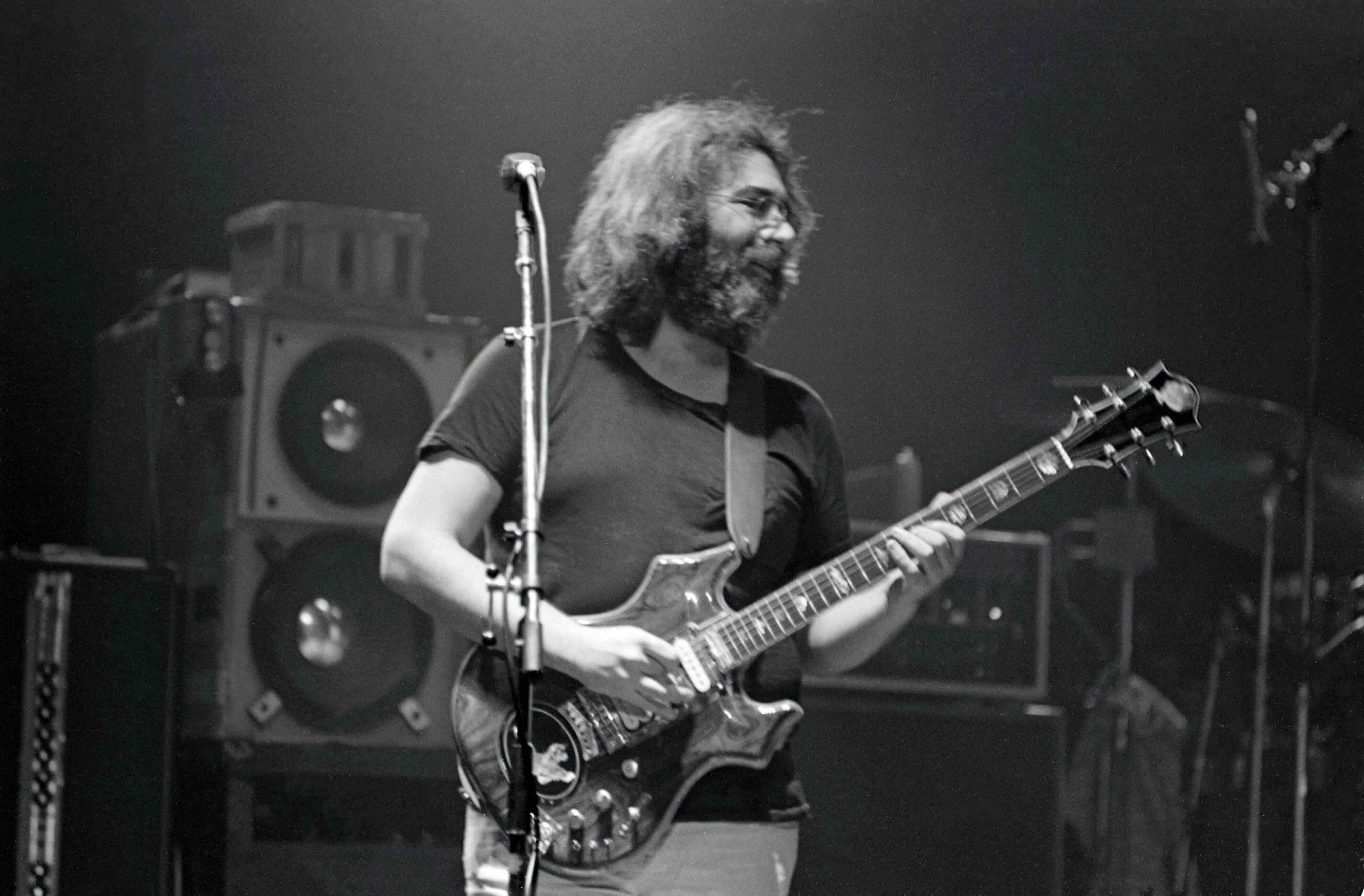 ALBANY - NOVEMBER 4: American singer, songwriter and lead guitarist for the Grateful Dead, Jerry Garcia, playing his custo...