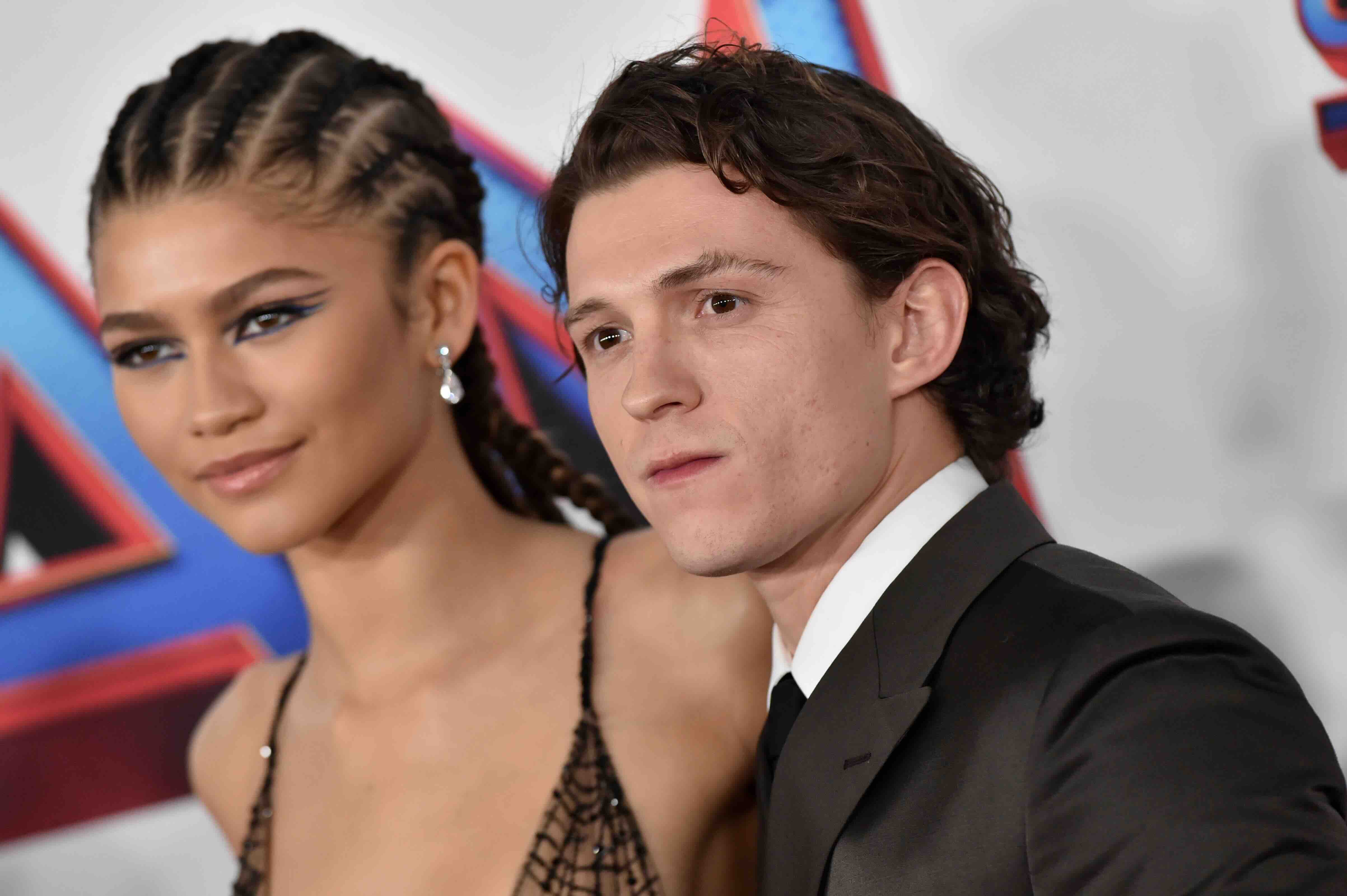 LOS ANGELES, CALIFORNIA - DECEMBER 13: Zendaya and Tom Holland attend Sony Pictures' "Spider-Man: No Way Home" Los Angeles...