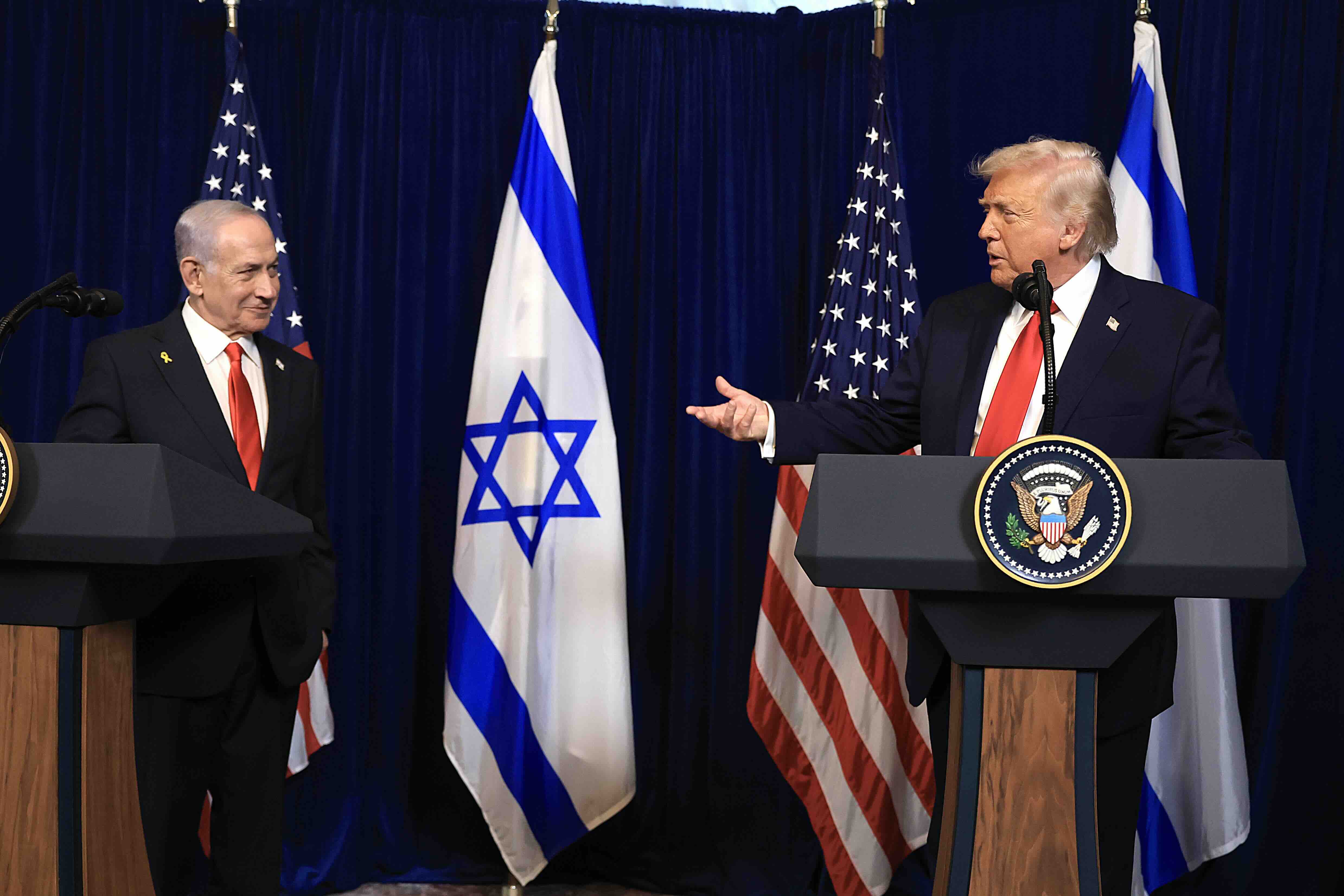 PALM BEACH, FLORIDA - DECEMBER 29: U.S. President Donald Trump holds a press conference with Israeli Prime Minister Benjam...