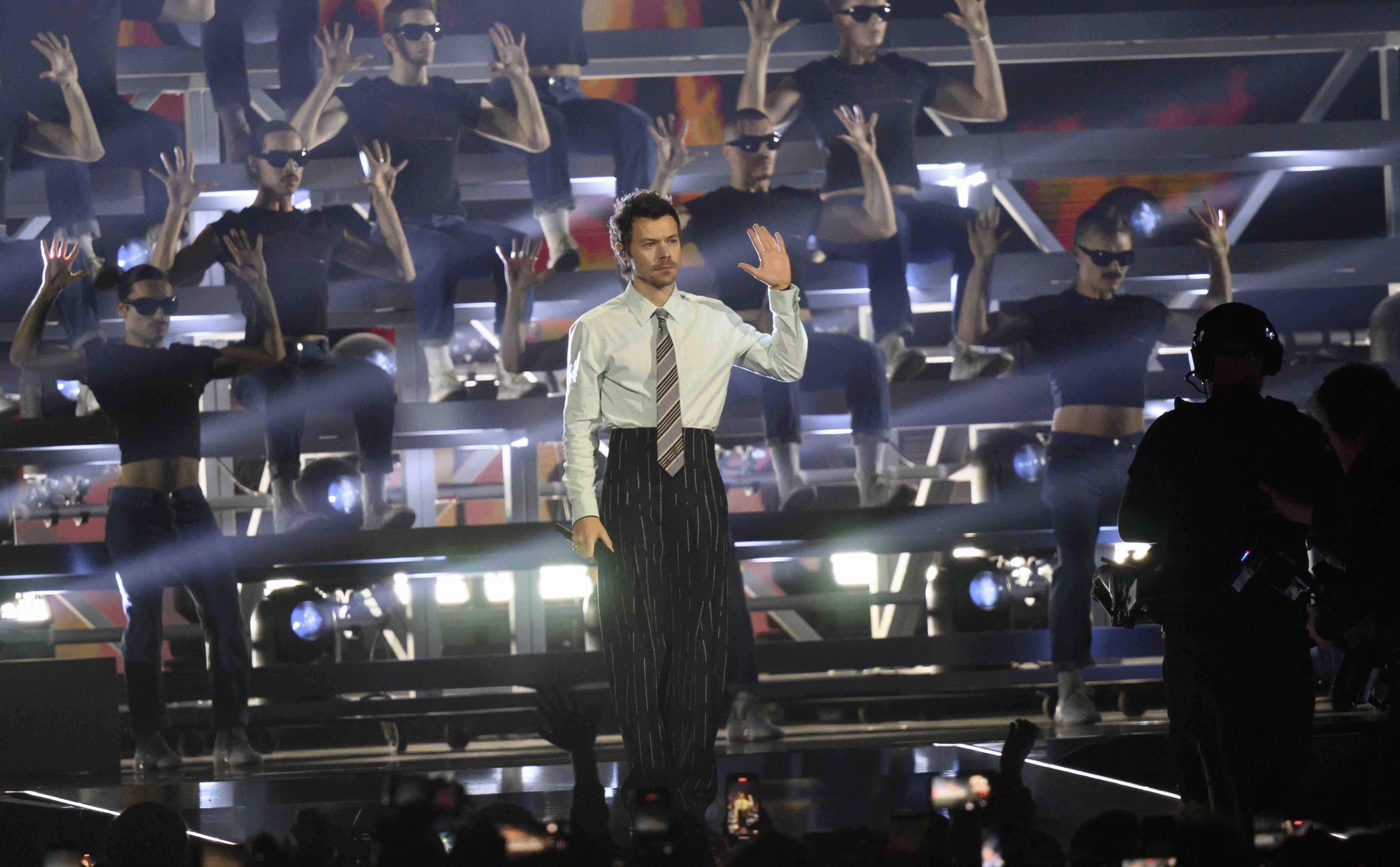 MANCHESTER, ENGLAND - FEBRUARY 28: (EDITORIAL USE ONLY) Harry Styles performs live on stage during The BRIT Awards 2026 at...