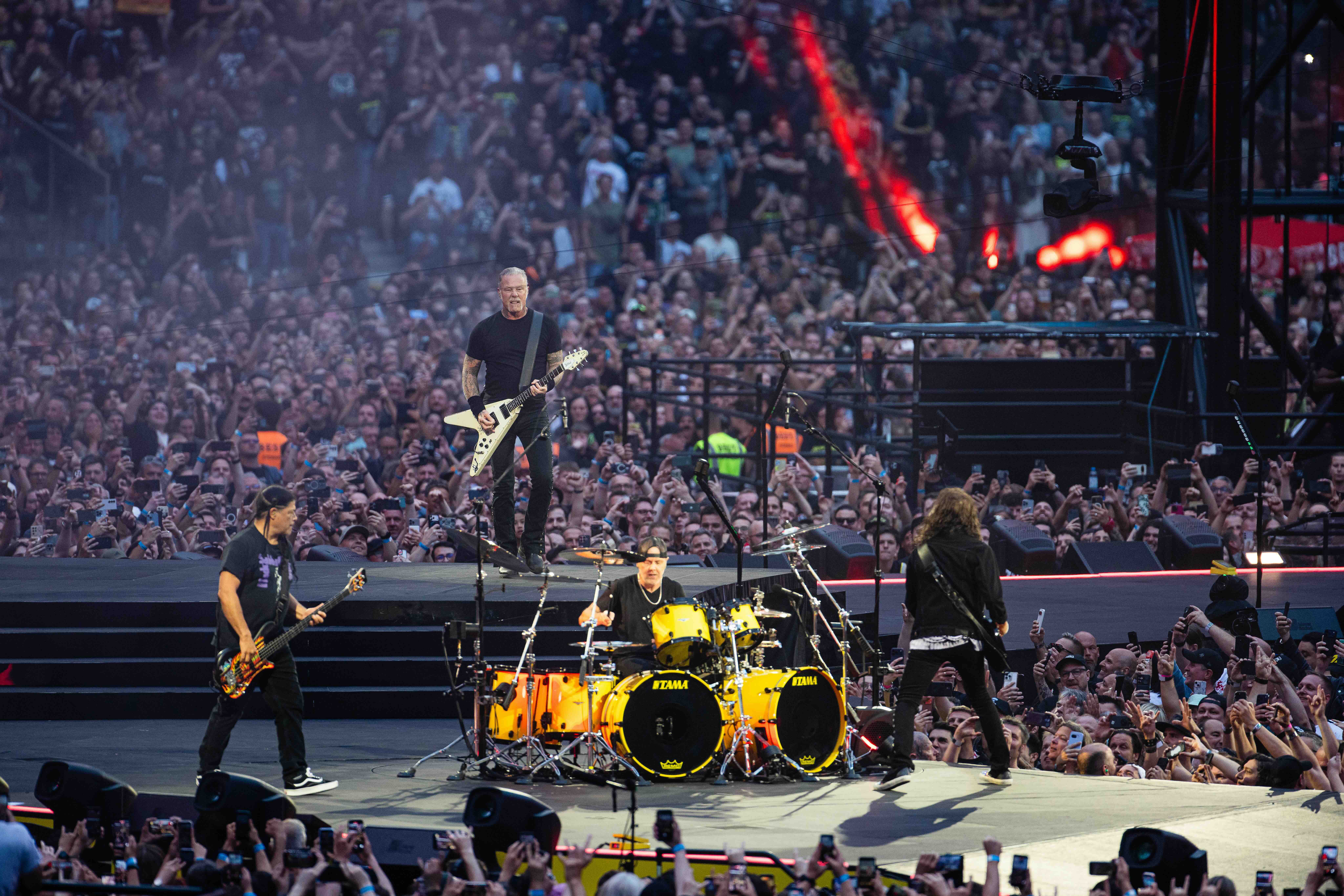 BERLIN, GERMANY - MAY 30: All Members of Metallica perform live on stage at Olympiastadion on May 30, 2026 in Berlin, Germ...