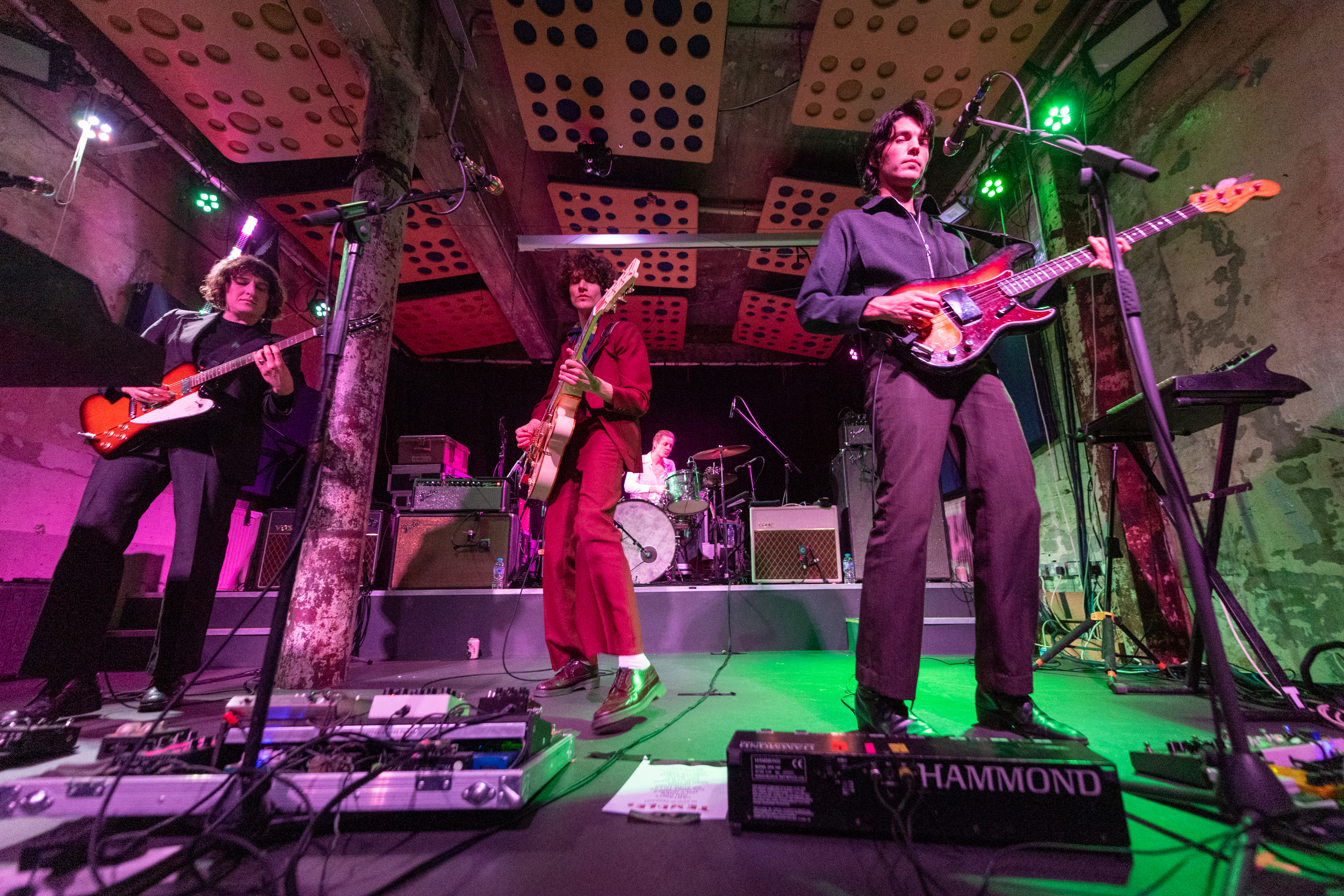 GLASGOW, SCOTLAND - FEBRUARY 04: (L-R) Adam Smith, James Bagshaw, Rens Ottink and Tom Walmsley of Temples performs on stag...